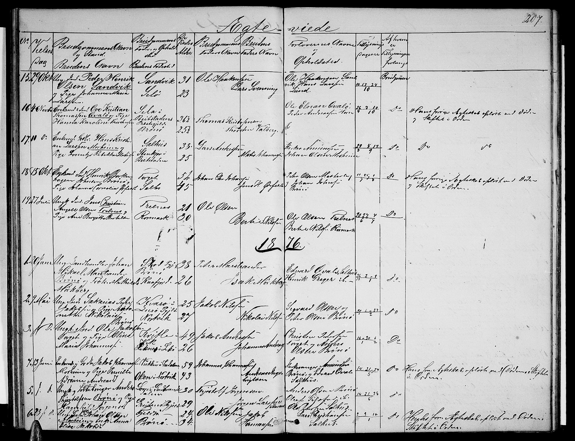 Ministerialprotokoller, klokkerbøker og fødselsregistre - Nordland, SAT/A-1459/813/L0212: Parish register (copy) no. 813C04, 1864-1886, p. 207