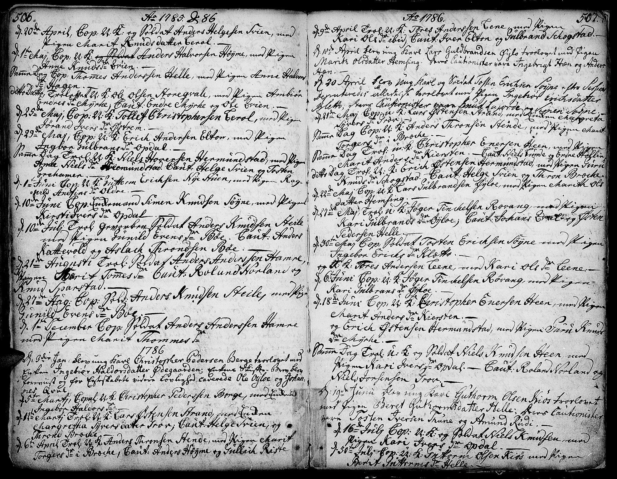 Vang prestekontor, Valdres, AV/SAH-PREST-140/H/Ha/L0001: Parish register (official) no. 1, 1730-1796, p. 506-507