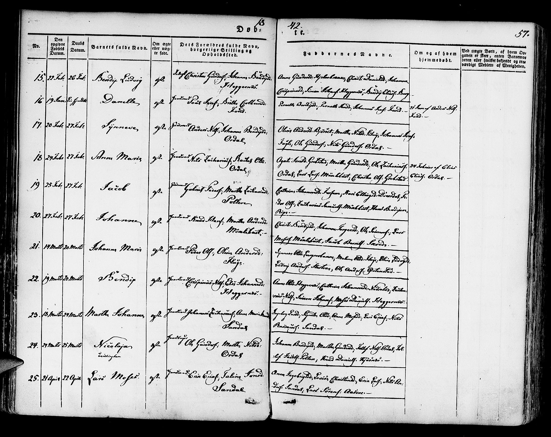 Jølster sokneprestembete, AV/SAB-A-80701/H/Haa/Haaa/L0009: Parish register (official) no. A 9, 1833-1848, p. 57