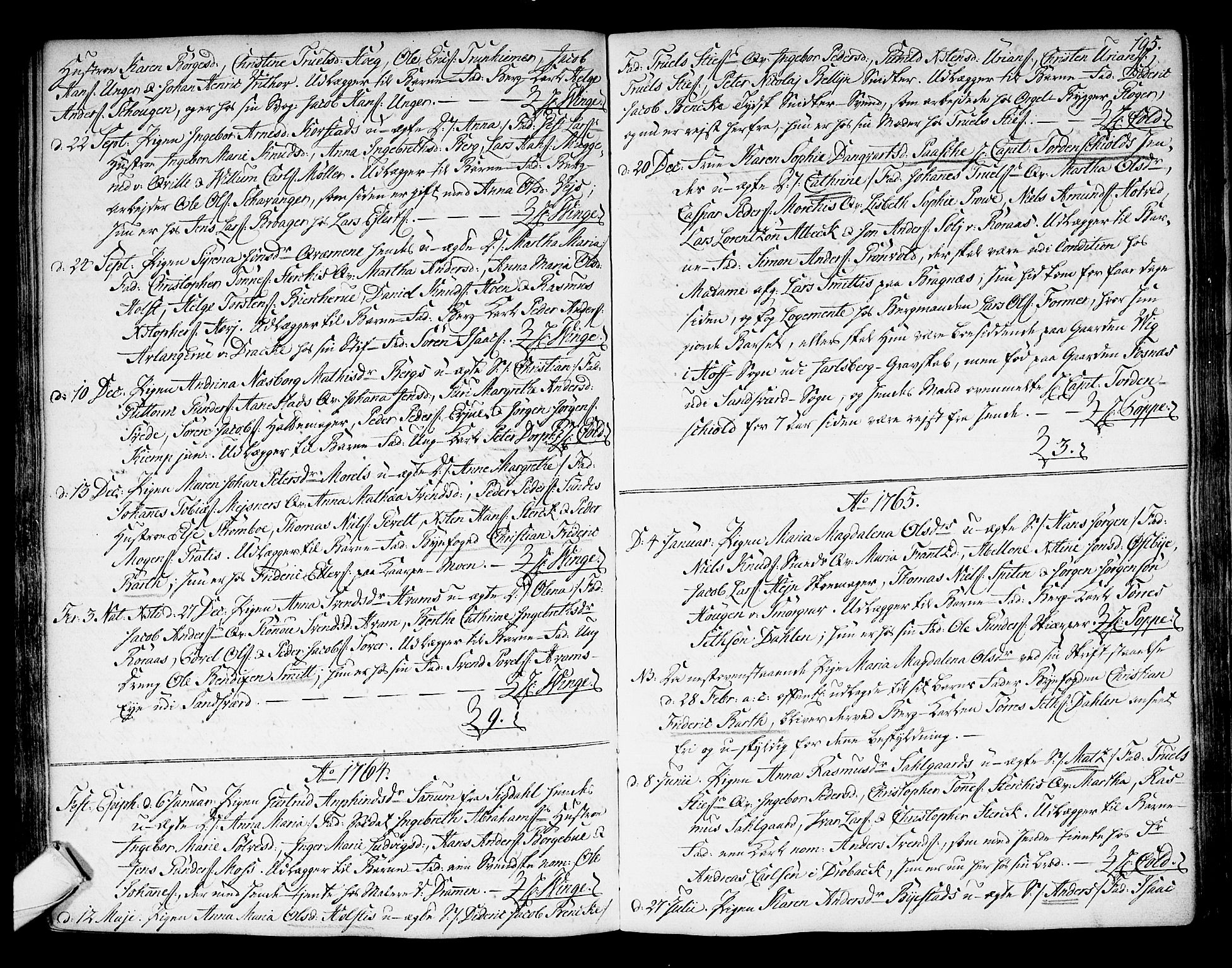 Kongsberg kirkebøker, SAKO/A-22/F/Fa/L0004: Parish register (official) no. I 4, 1756-1768, p. 195