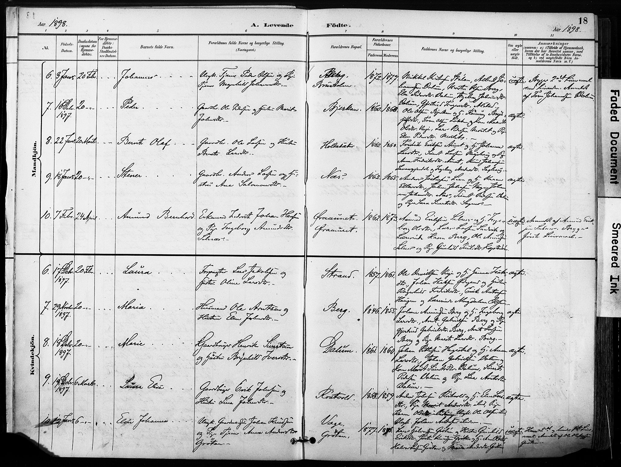 Ministerialprotokoller, klokkerbøker og fødselsregistre - Sør-Trøndelag, SAT/A-1456/630/L0497: Parish register (official) no. 630A10, 1896-1910, p. 18