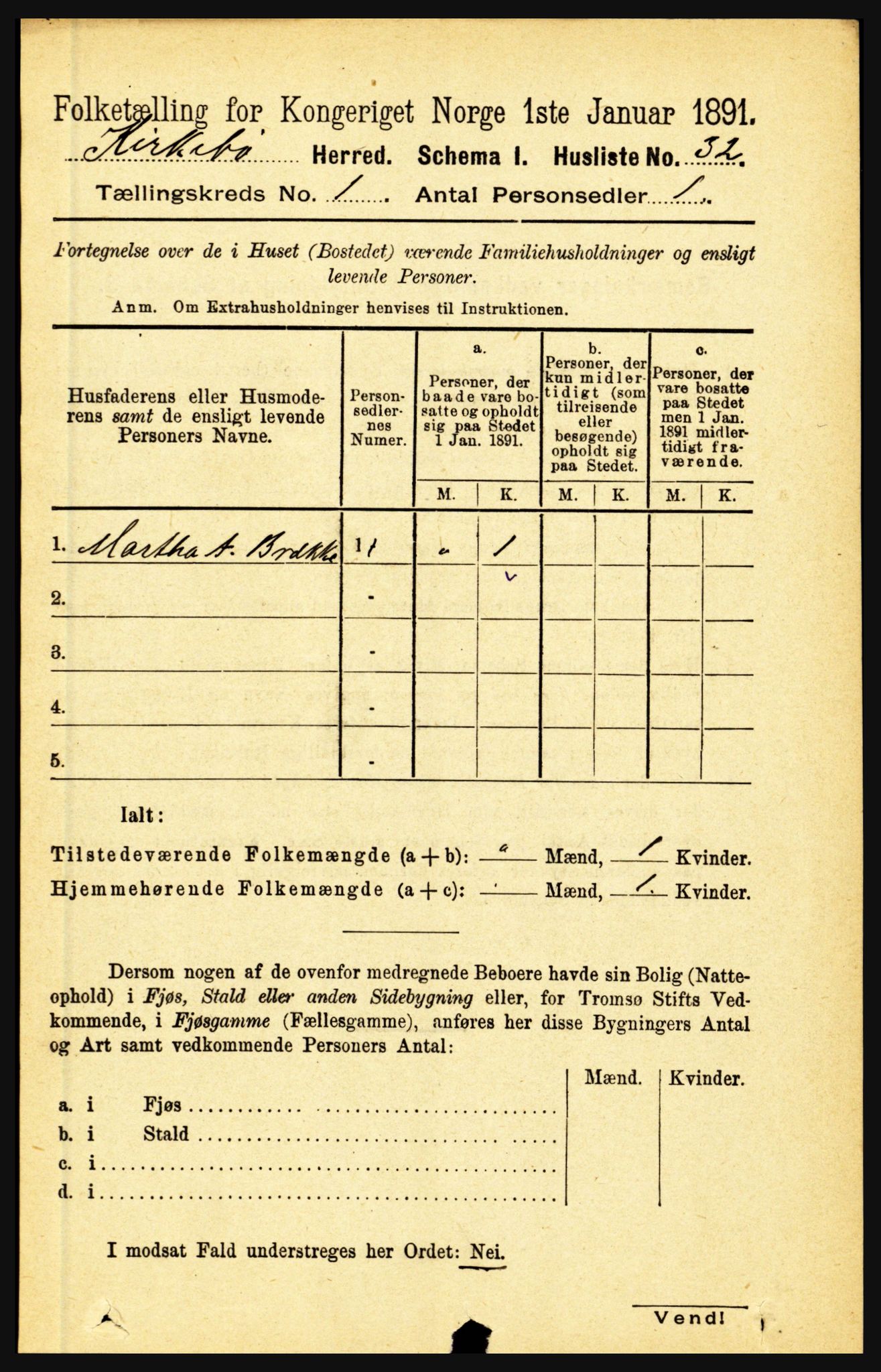 RA, 1891 census for 1416 Kyrkjebø, 1891, p. 51