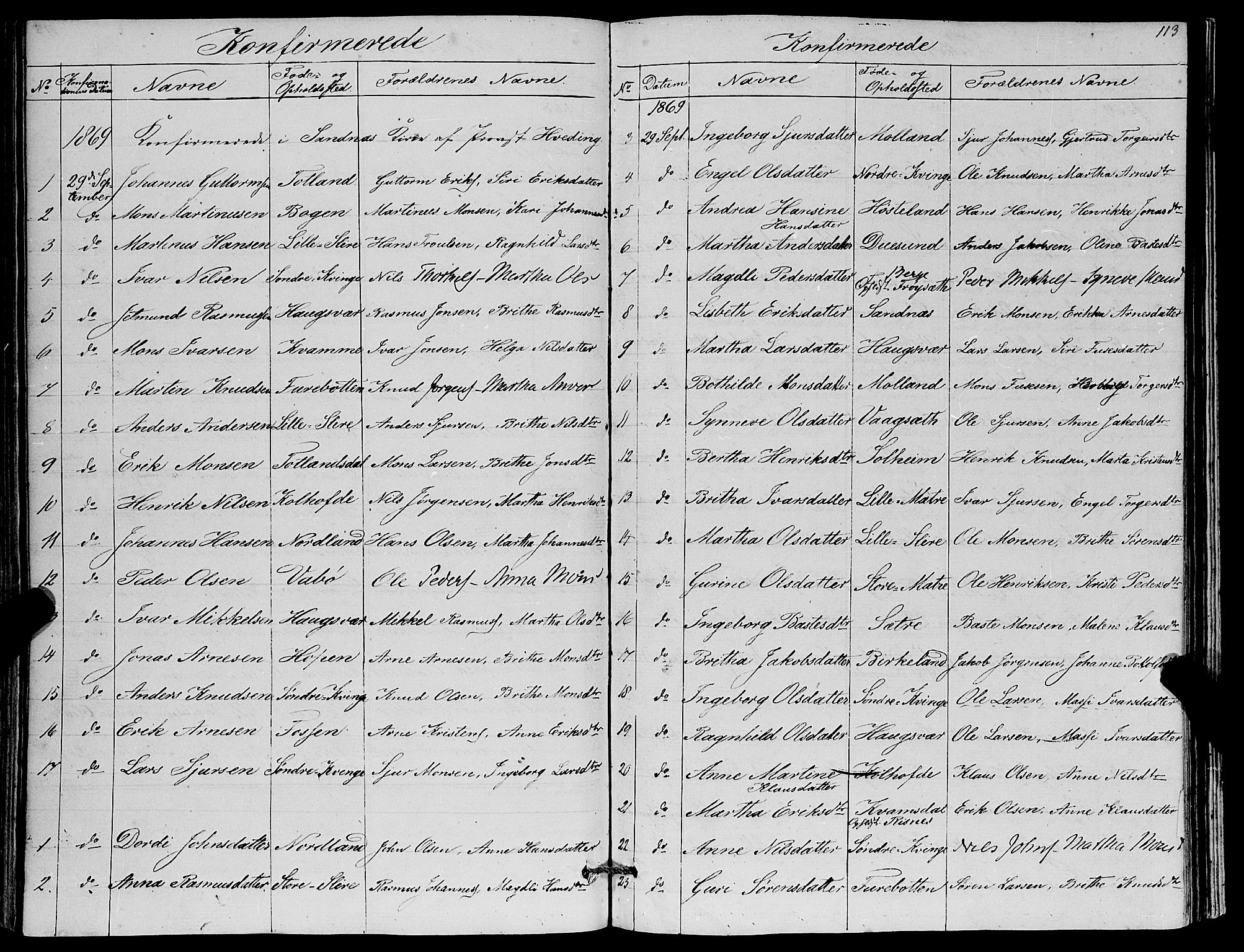 Masfjorden Sokneprestembete, SAB/A-77001: Parish register (copy) no. A 1, 1851-1875, p. 113