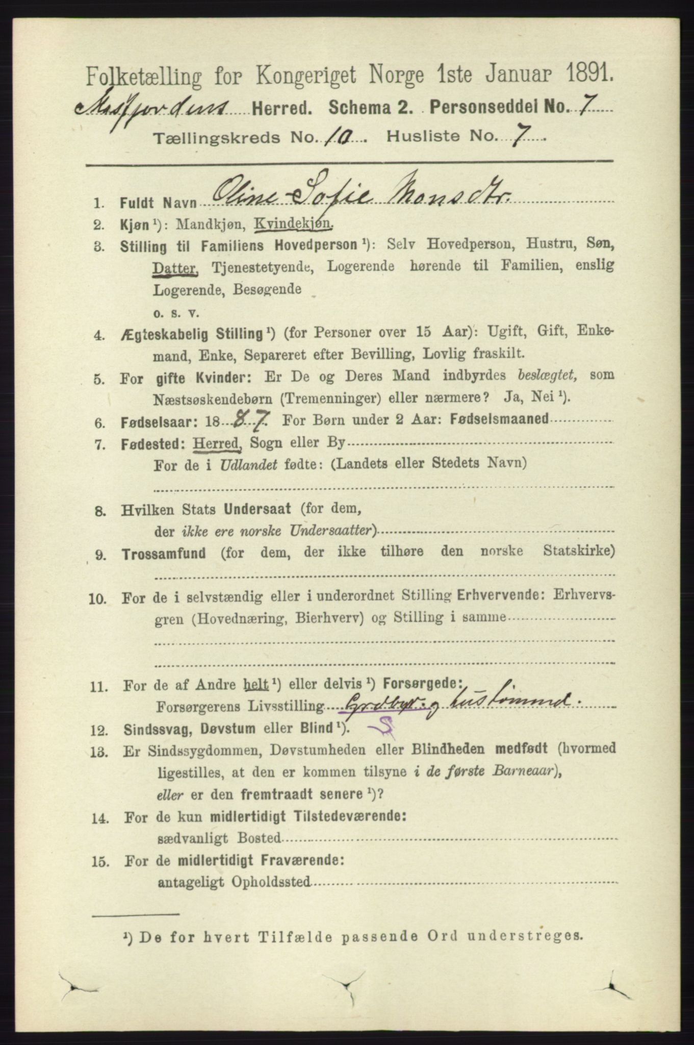 RA, 1891 census for 1266 Masfjorden, 1891, p. 2065