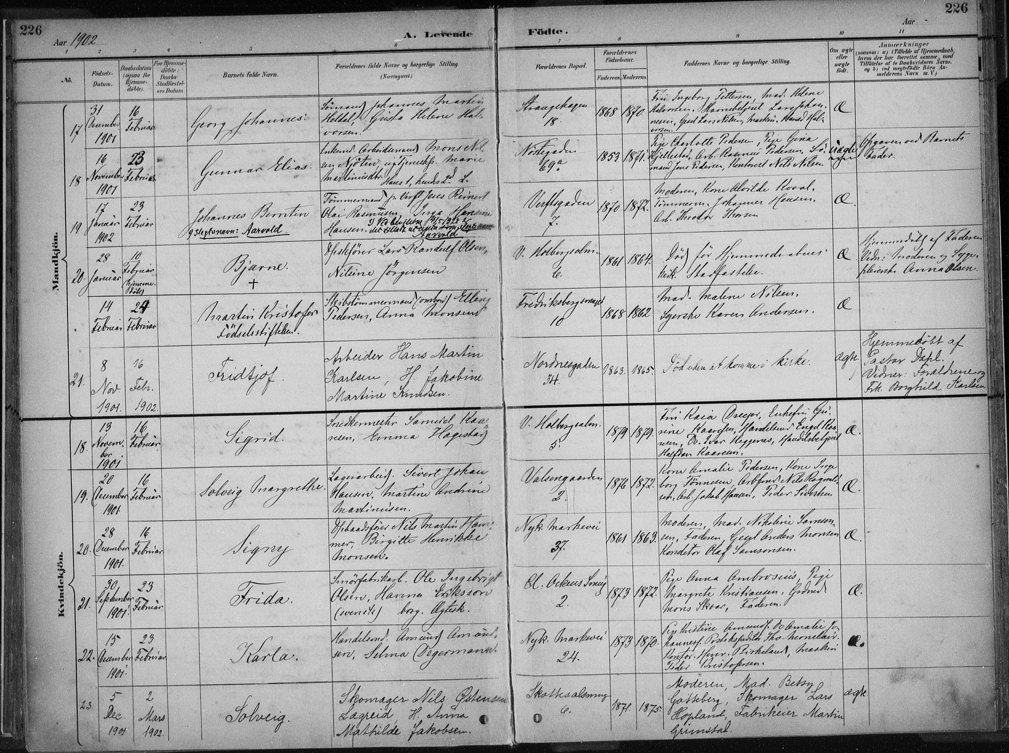 Nykirken Sokneprestembete, AV/SAB-A-77101/H/Haa/L0018: Parish register (official) no. B 6, 1895-1903, p. 226