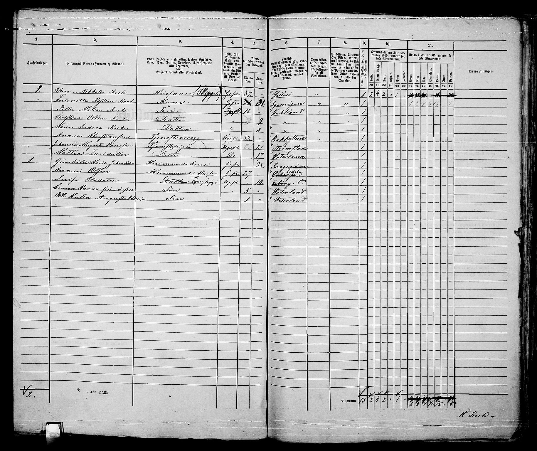 RA, 1865 census for Fredrikstad/Fredrikstad, 1865, p. 705