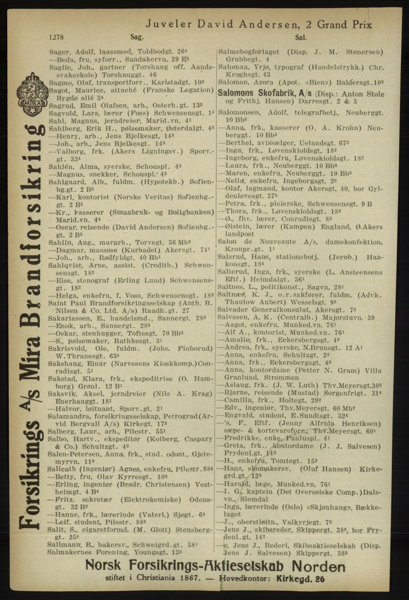 Kristiania/Oslo adressebok, PUBL/-, 1918, p. 1303