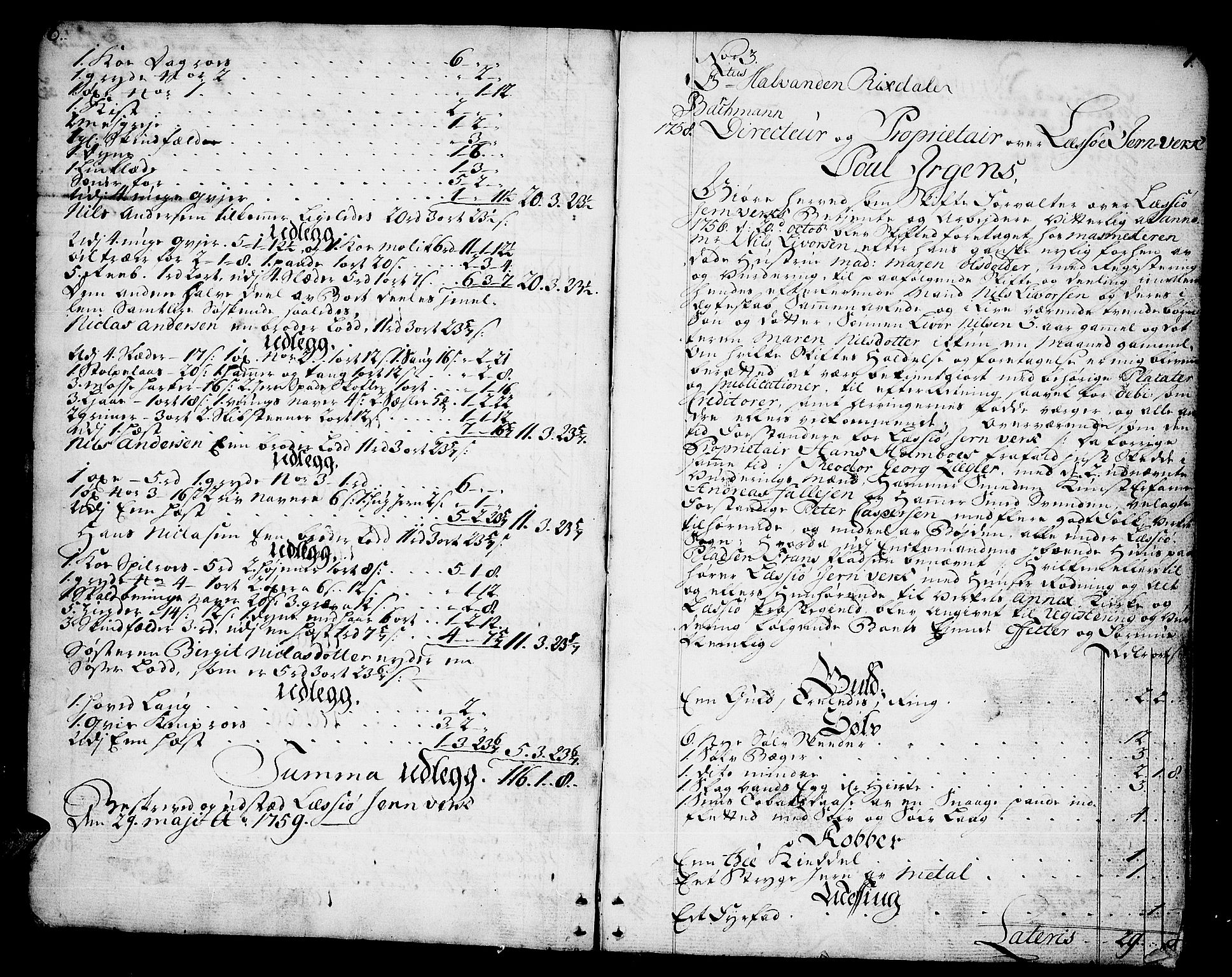 Nord-Gudbrandsdal tingrett, AV/SAH-TING-002/J/Jb/L0001: Skifteprotokoll for Lesja Jernverk, 1752-1805, p. 6-7