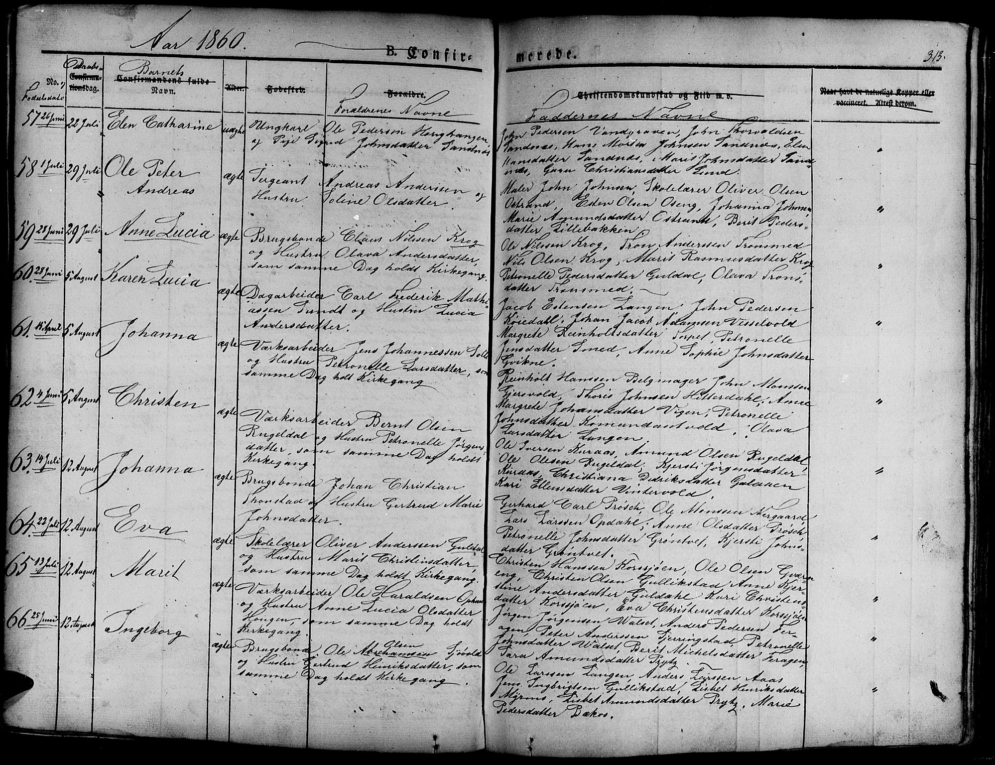 Ministerialprotokoller, klokkerbøker og fødselsregistre - Sør-Trøndelag, AV/SAT-A-1456/681/L0938: Parish register (copy) no. 681C02, 1829-1879, p. 313