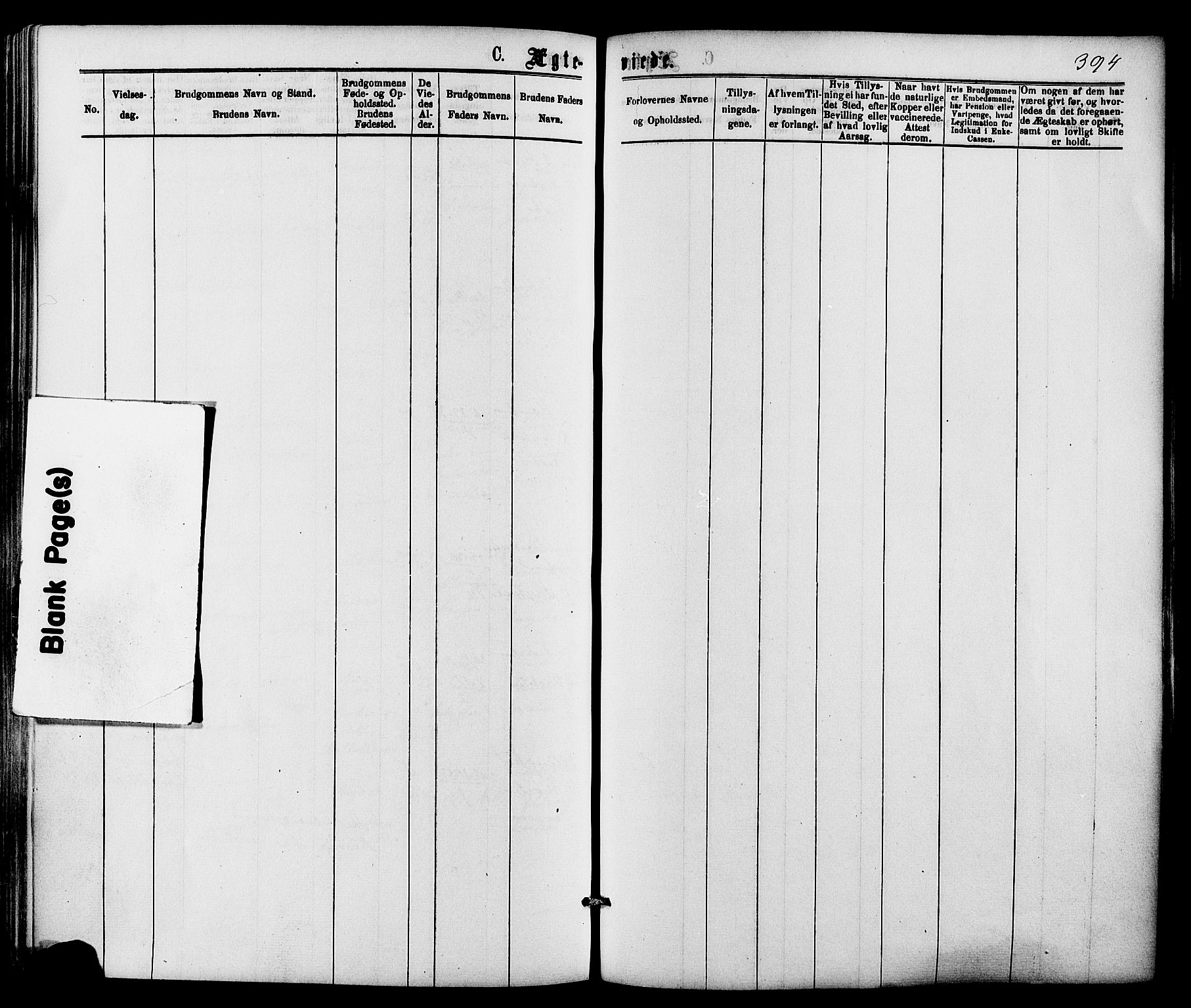 Dypvåg sokneprestkontor, AV/SAK-1111-0007/F/Fa/Faa/L0007: Parish register (official) no. A 7/ 1, 1872-1884, p. 394