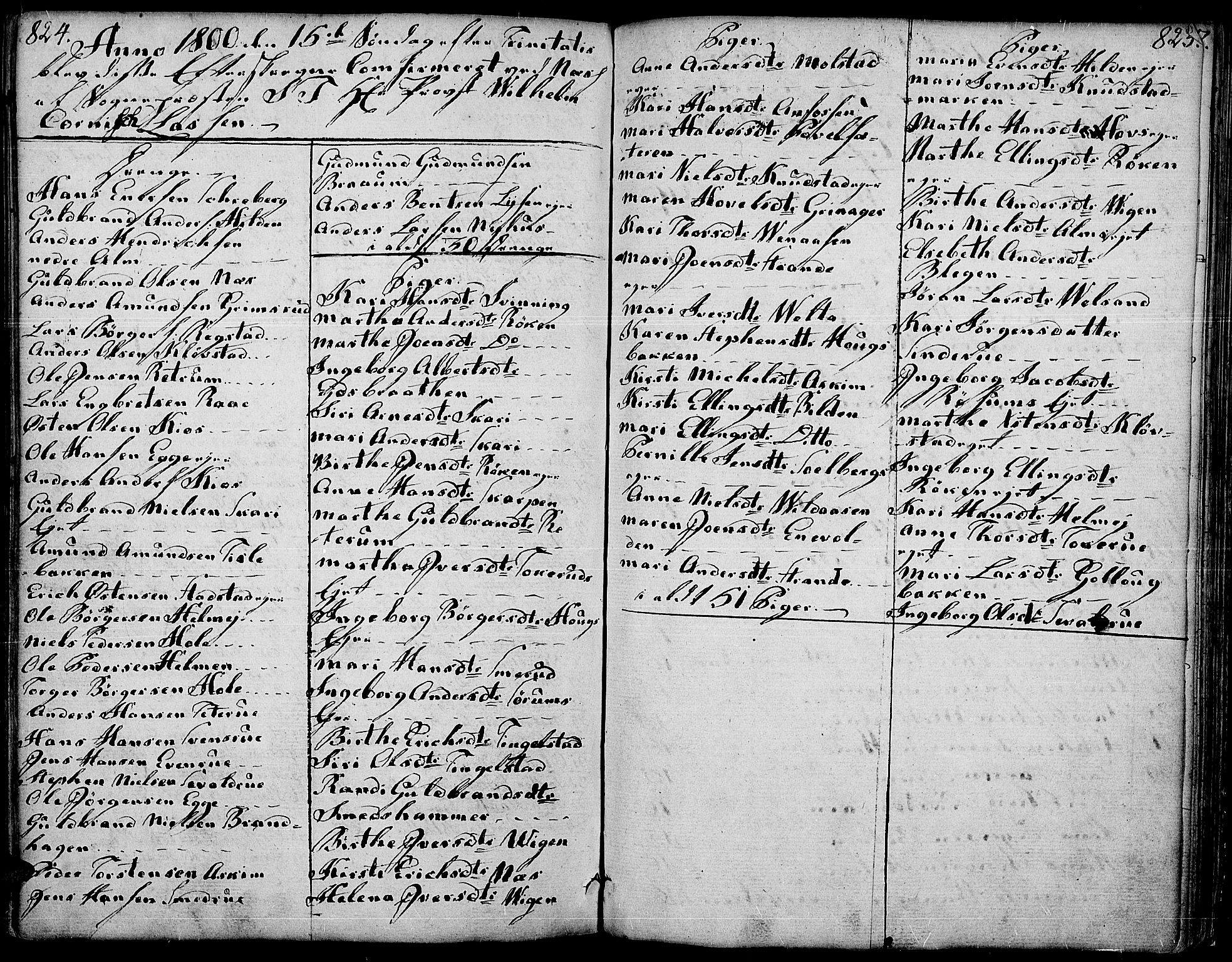 Gran prestekontor, AV/SAH-PREST-112/H/Ha/Haa/L0006: Parish register (official) no. 6, 1787-1824, p. 824-825