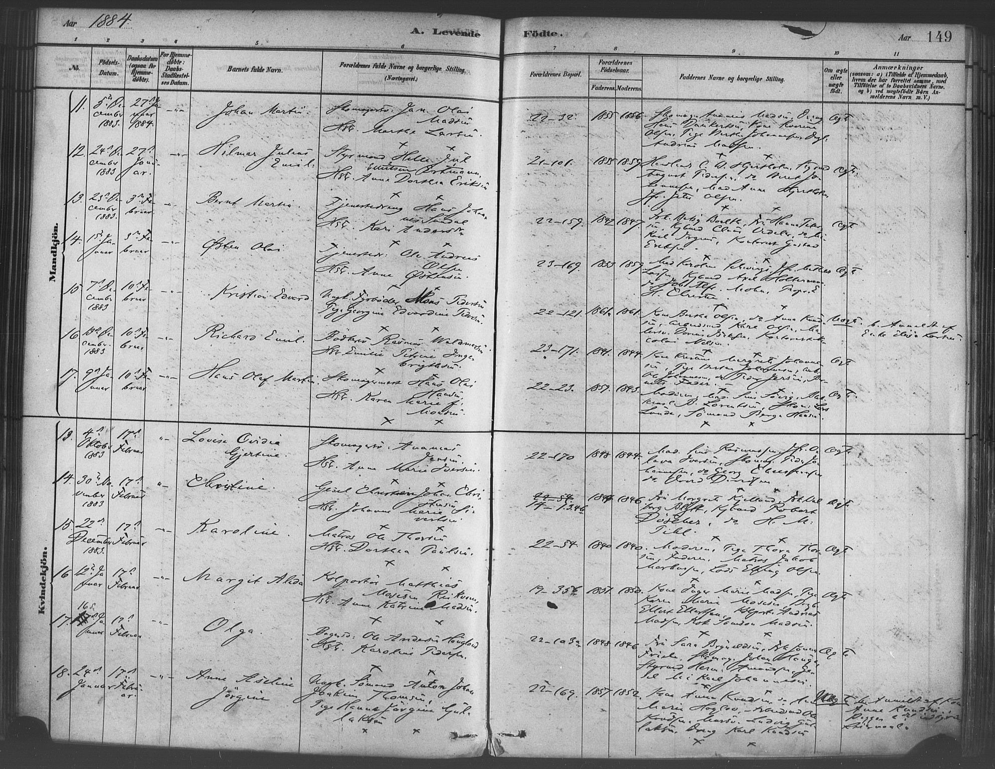 Korskirken sokneprestembete, AV/SAB-A-76101/H/Haa/L0021: Parish register (official) no. B 7, 1878-1889, p. 149