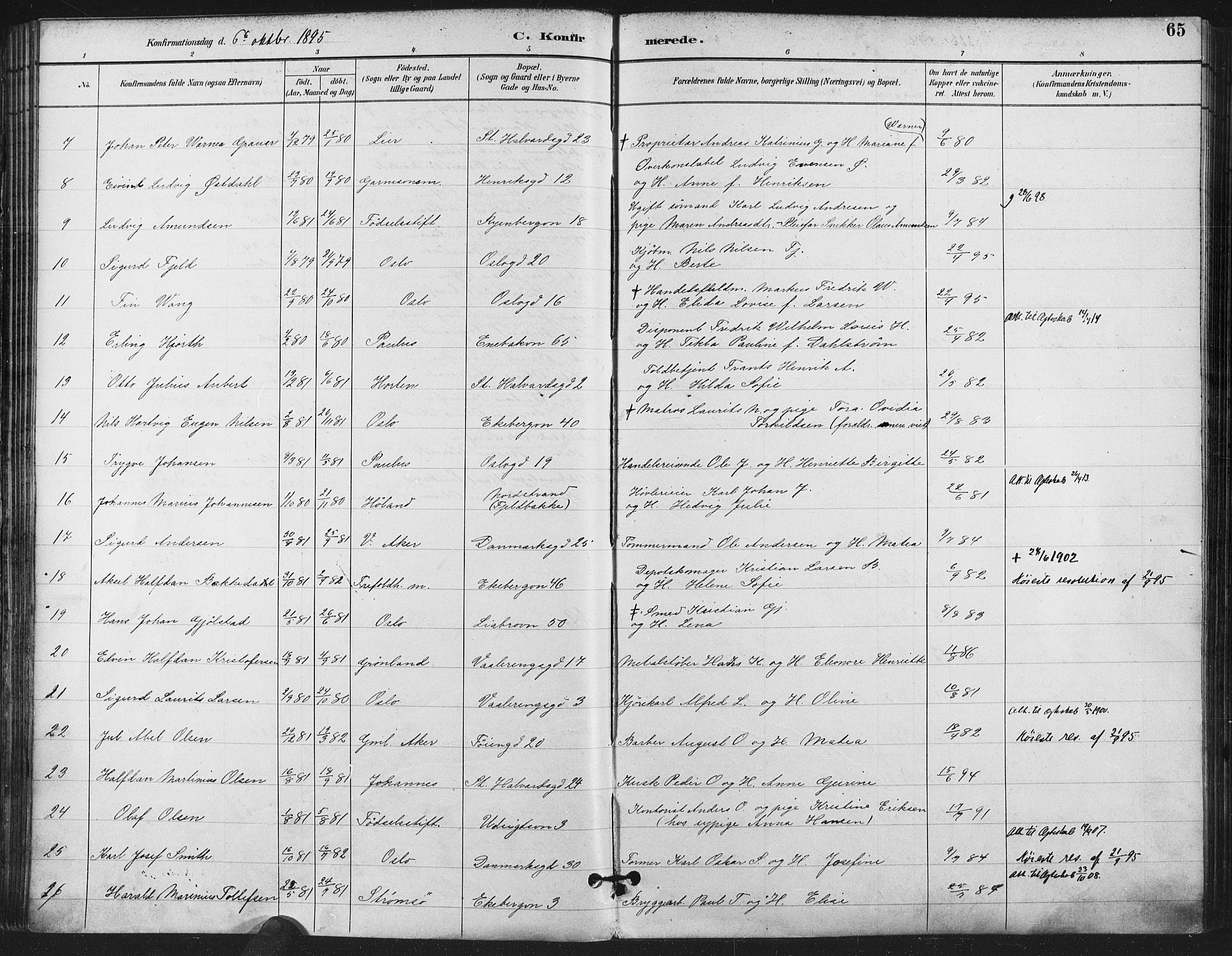 Gamlebyen prestekontor Kirkebøker, AV/SAO-A-10884/F/Fa/L0008: Parish register (official) no. 8, 1891-1908, p. 65