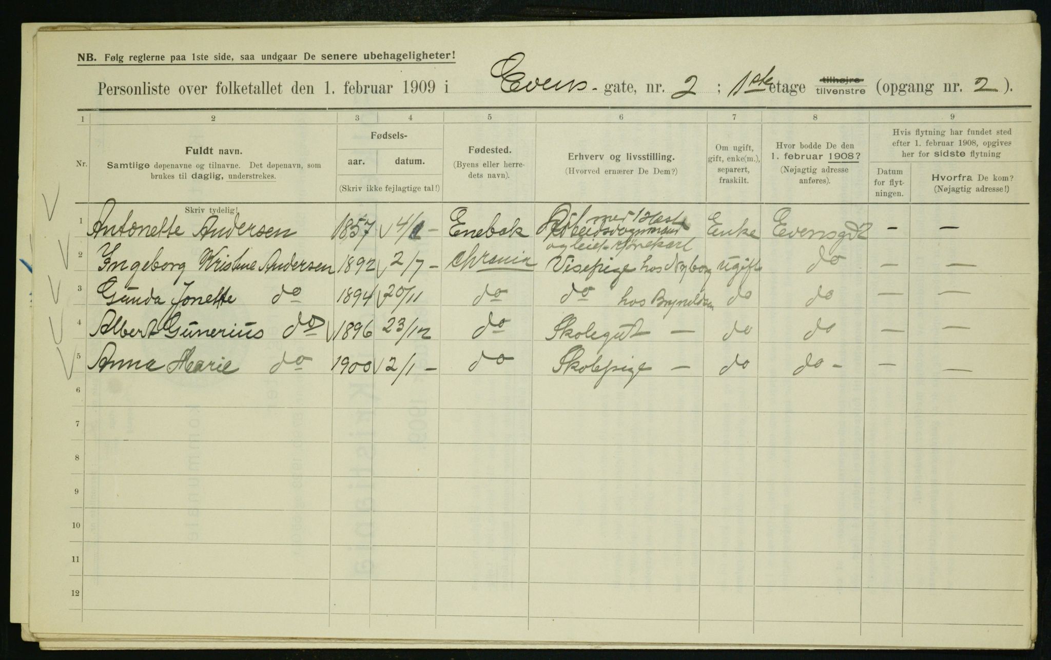 OBA, Municipal Census 1909 for Kristiania, 1909, p. 20628