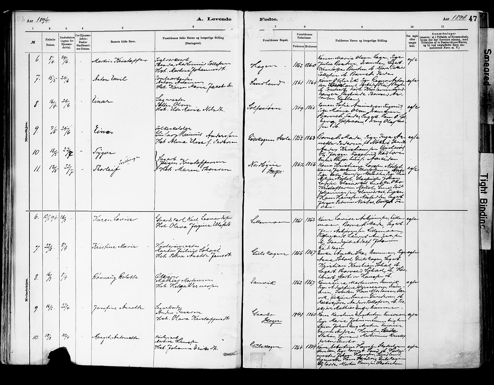 Strømsgodset kirkebøker, AV/SAKO-A-324/F/Fa/L0001: Parish register (official) no. 1, 1885-1909, p. 47