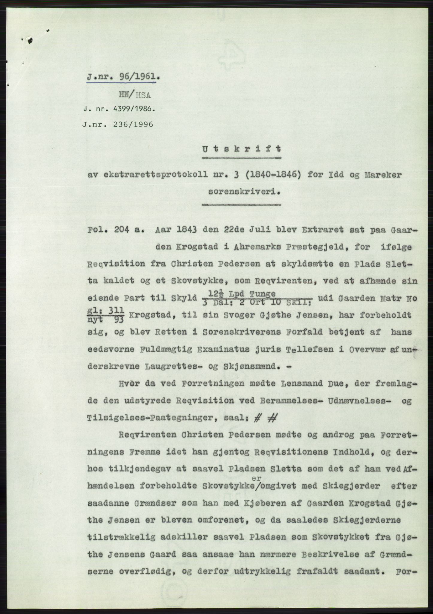 Statsarkivet i Oslo, SAO/A-10621/Z/Zd/L0013: Avskrifter, j.nr 16-1099/1961, 1961, p. 79