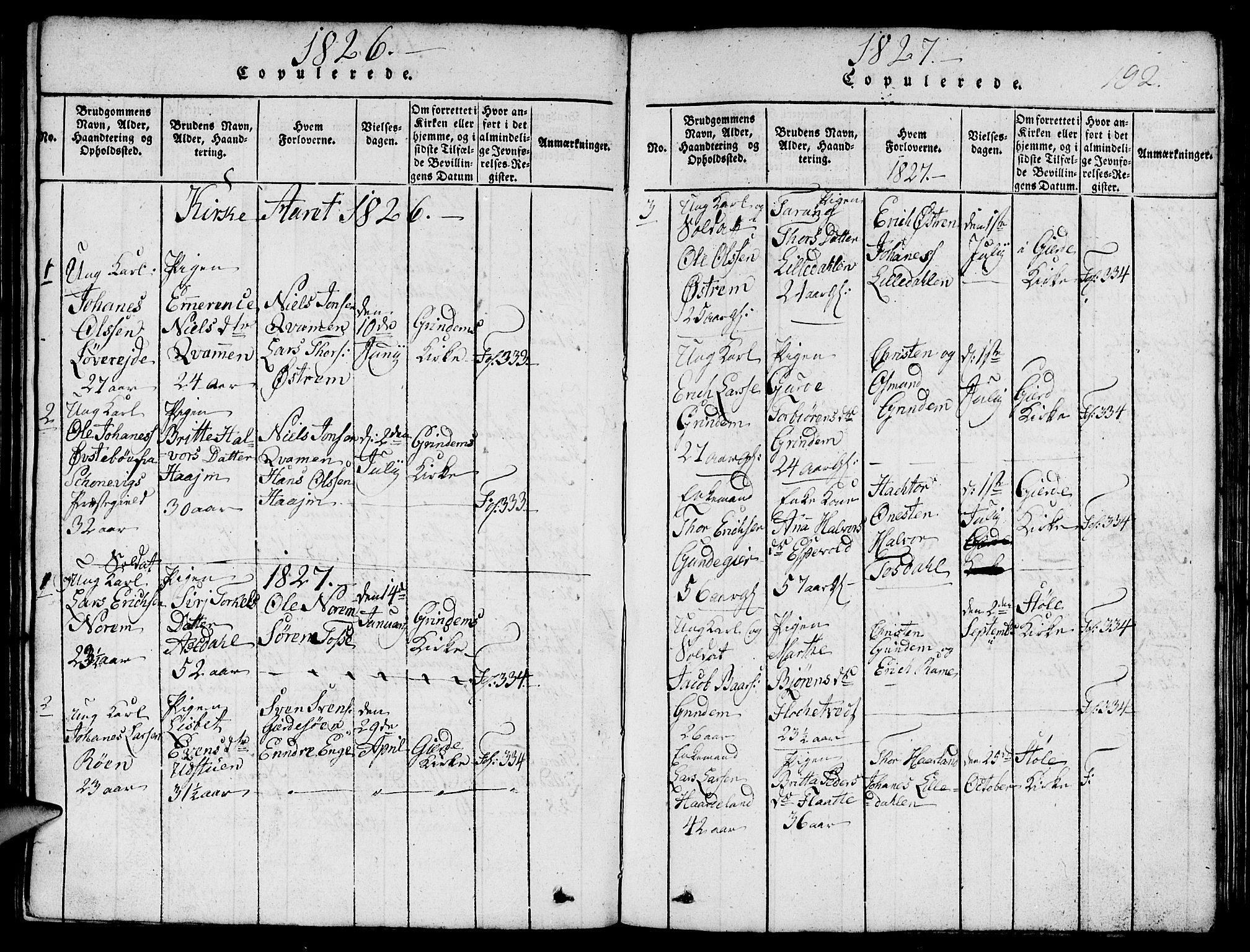 Etne sokneprestembete, SAB/A-75001/H/Hab: Parish register (copy) no. C 1, 1816-1841, p. 192