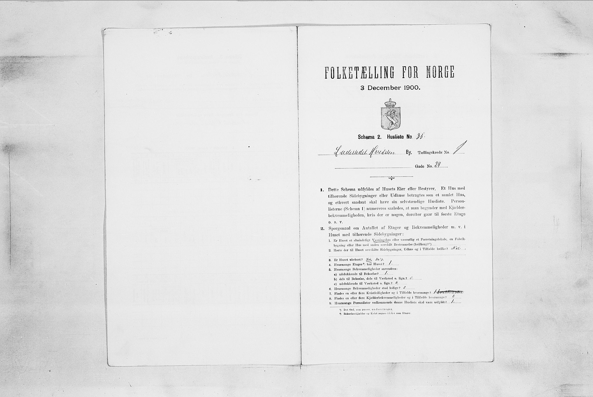 SAO, 1900 census for Hvitsten, 1900