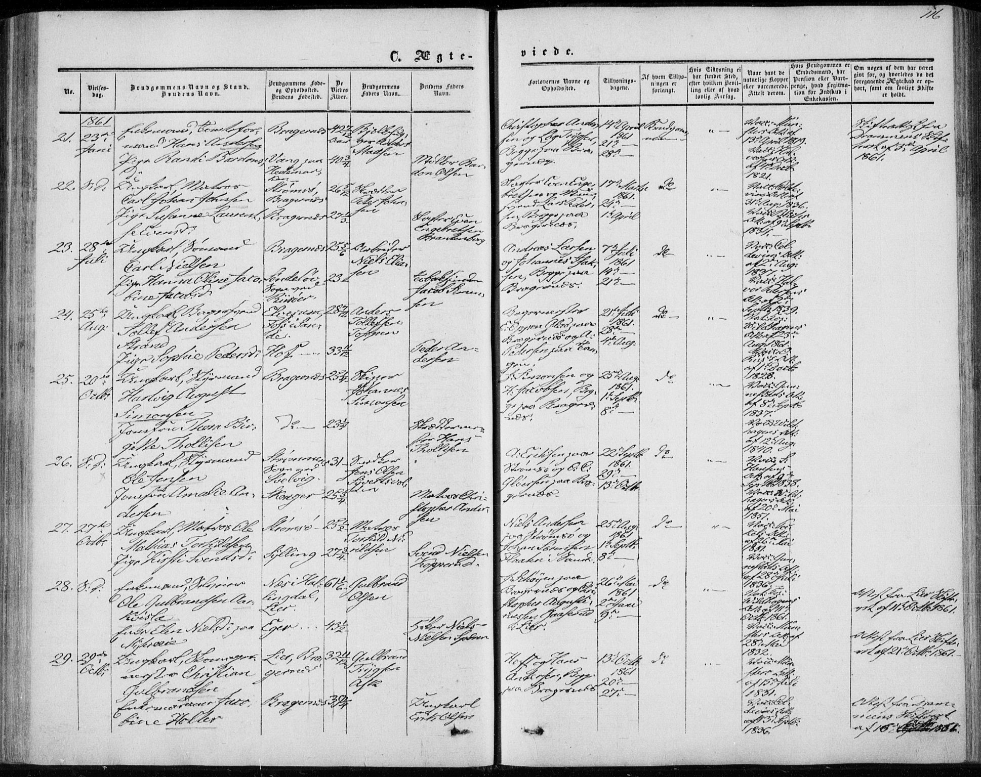 Bragernes kirkebøker, AV/SAKO-A-6/F/Fc/L0002: Parish register (official) no. III 2, 1854-1865, p. 116