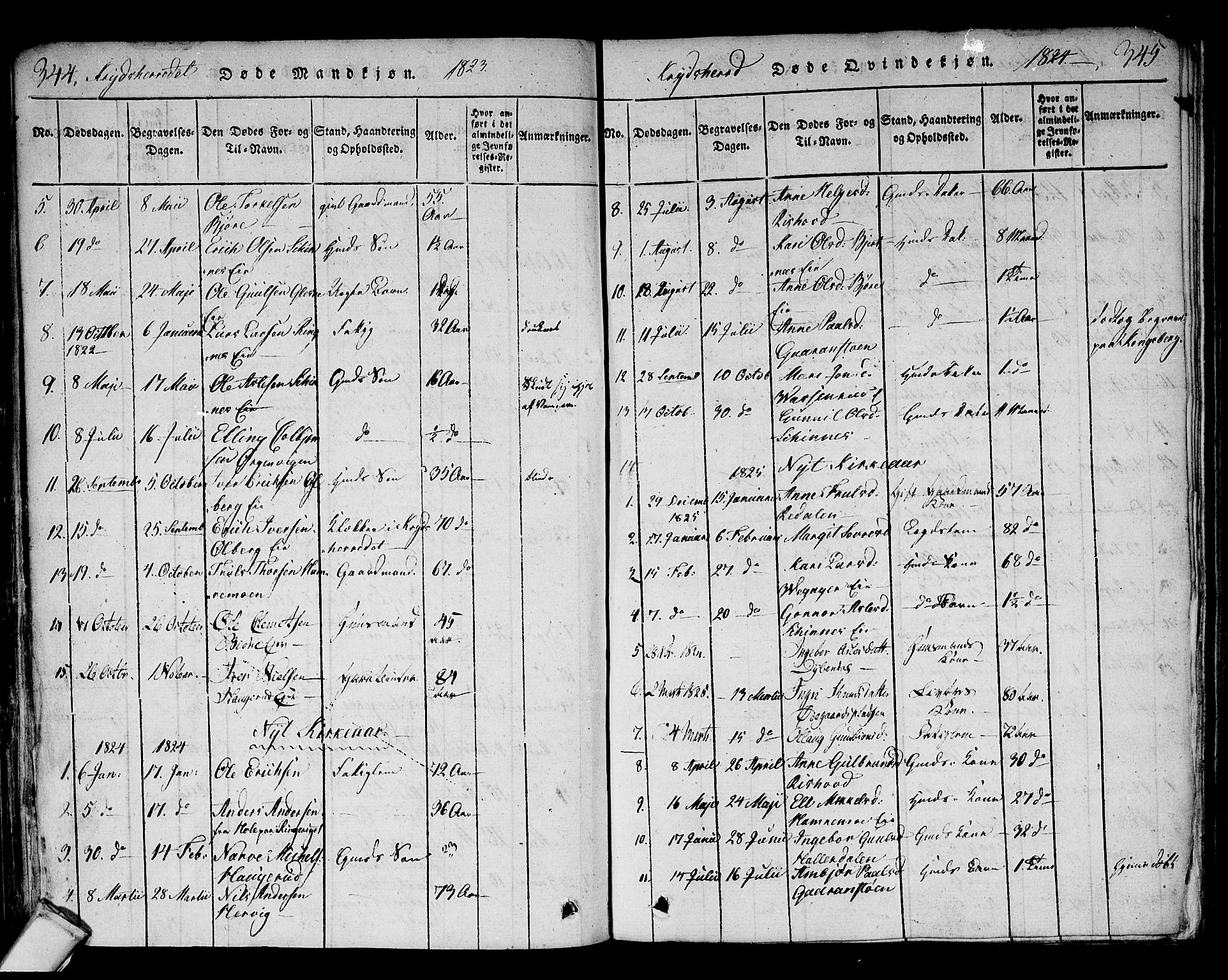 Sigdal kirkebøker, AV/SAKO-A-245/F/Fa/L0005: Parish register (official) no. I 5 /3, 1815-1829, p. 344-345