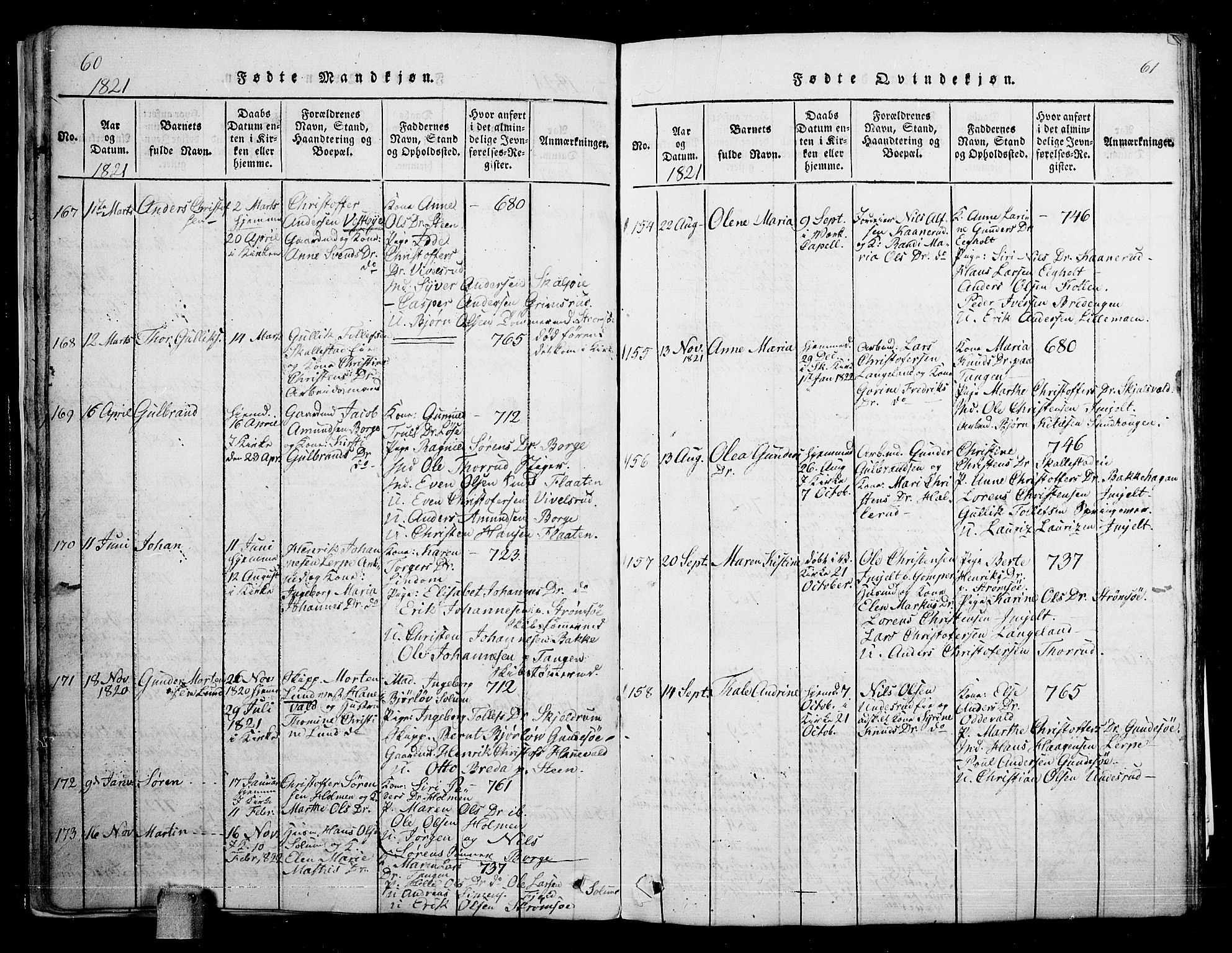 Skoger kirkebøker, AV/SAKO-A-59/G/Ga/L0001: Parish register (copy) no. I 1, 1814-1845, p. 60-61