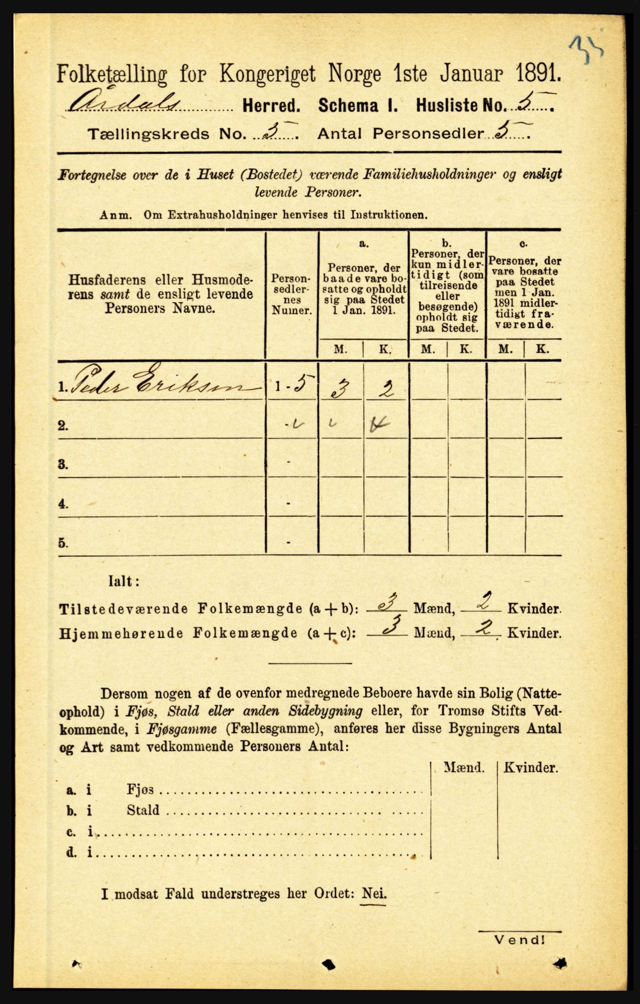 RA, 1891 census for 1424 Årdal, 1891, p. 981