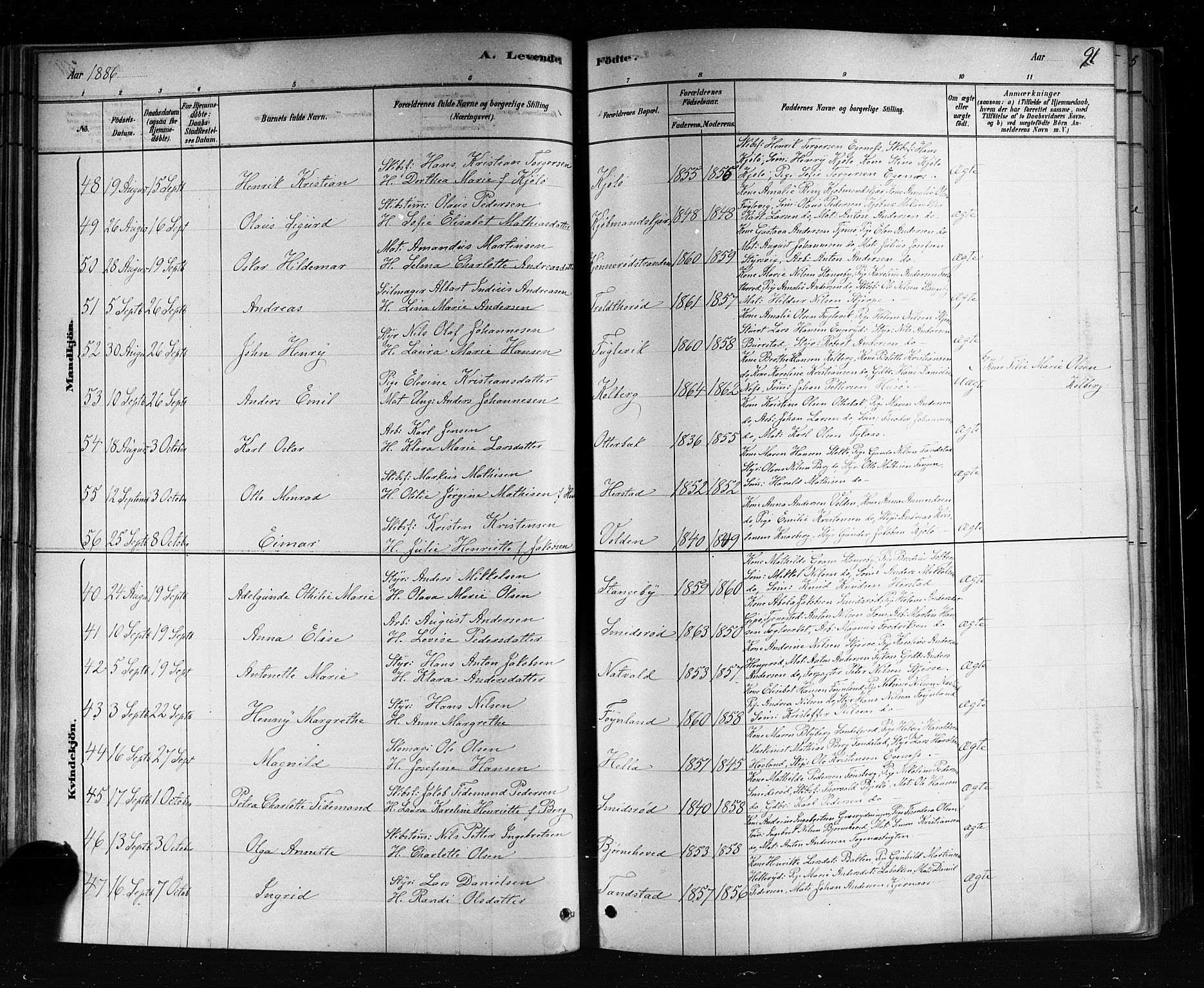 Nøtterøy kirkebøker, AV/SAKO-A-354/F/Fa/L0008: Parish register (official) no. I 8, 1878-1893, p. 91