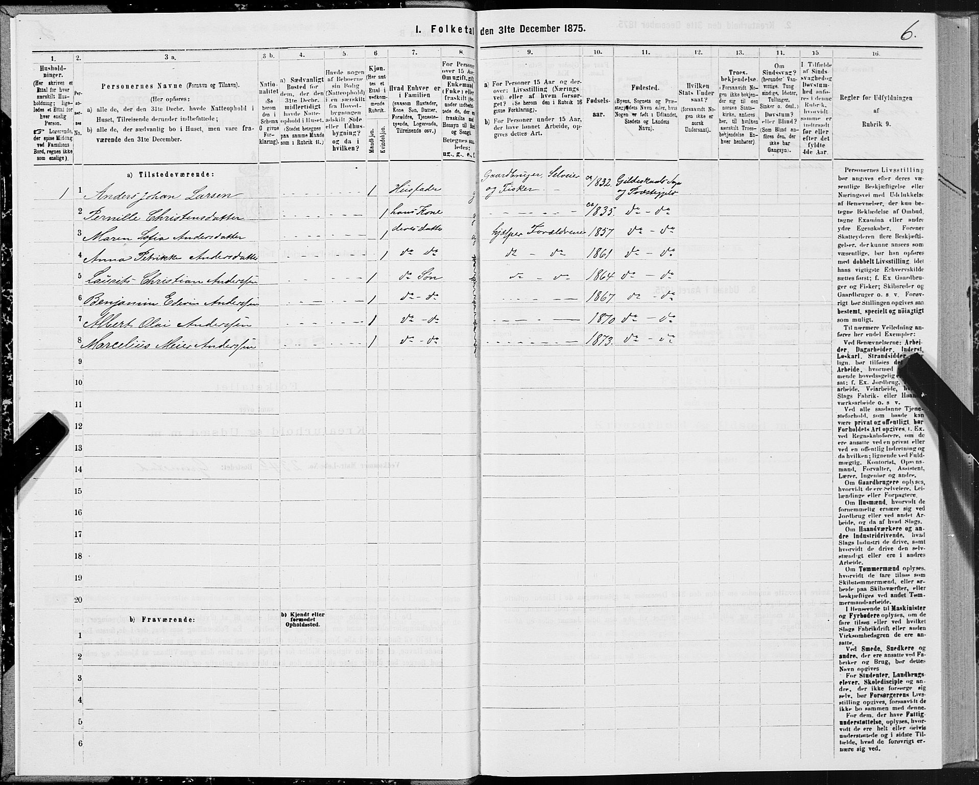 SAT, 1875 census for 1838P Gildeskål, 1875, p. 1006