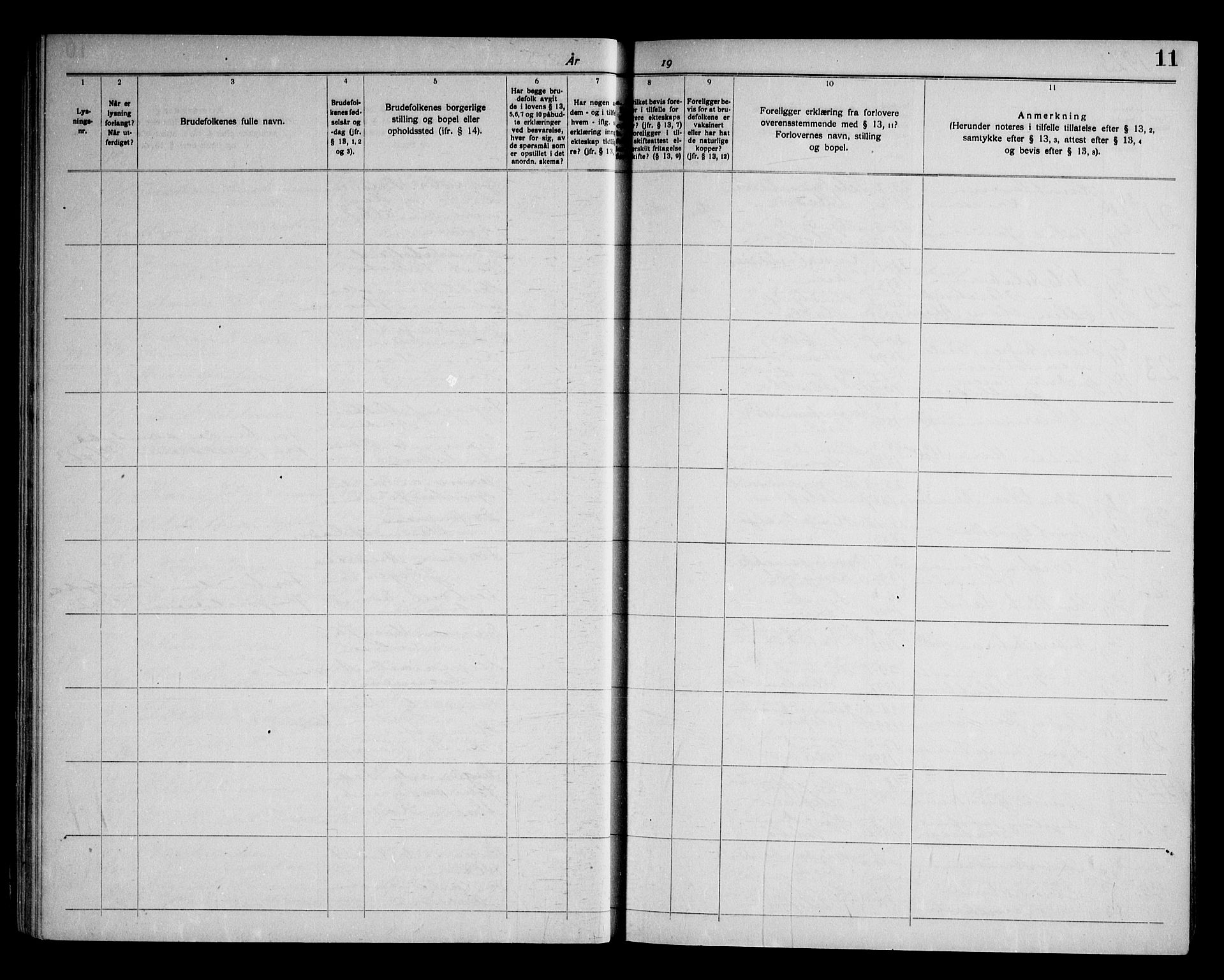 Holla kirkebøker, SAKO/A-272/H/Ha/L0001: Banns register no. 1, 1919-1951, p. 11