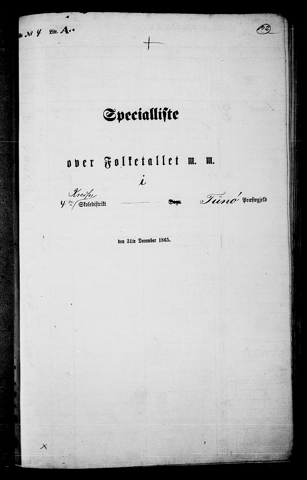 RA, 1865 census for Tune, 1865, p. 95