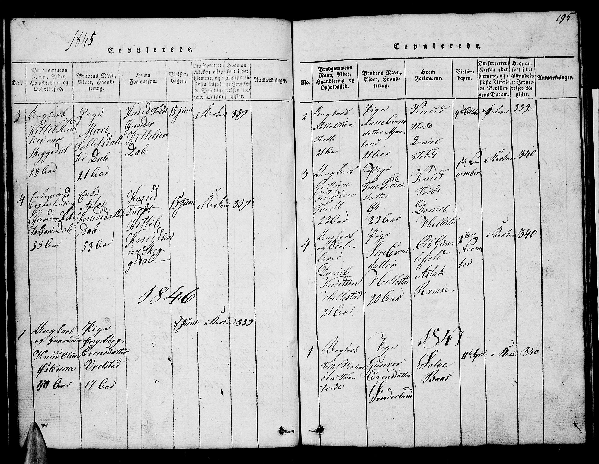 Åmli sokneprestkontor, AV/SAK-1111-0050/F/Fb/Fbb/L0001: Parish register (copy) no. B 1, 1816-1889, p. 195