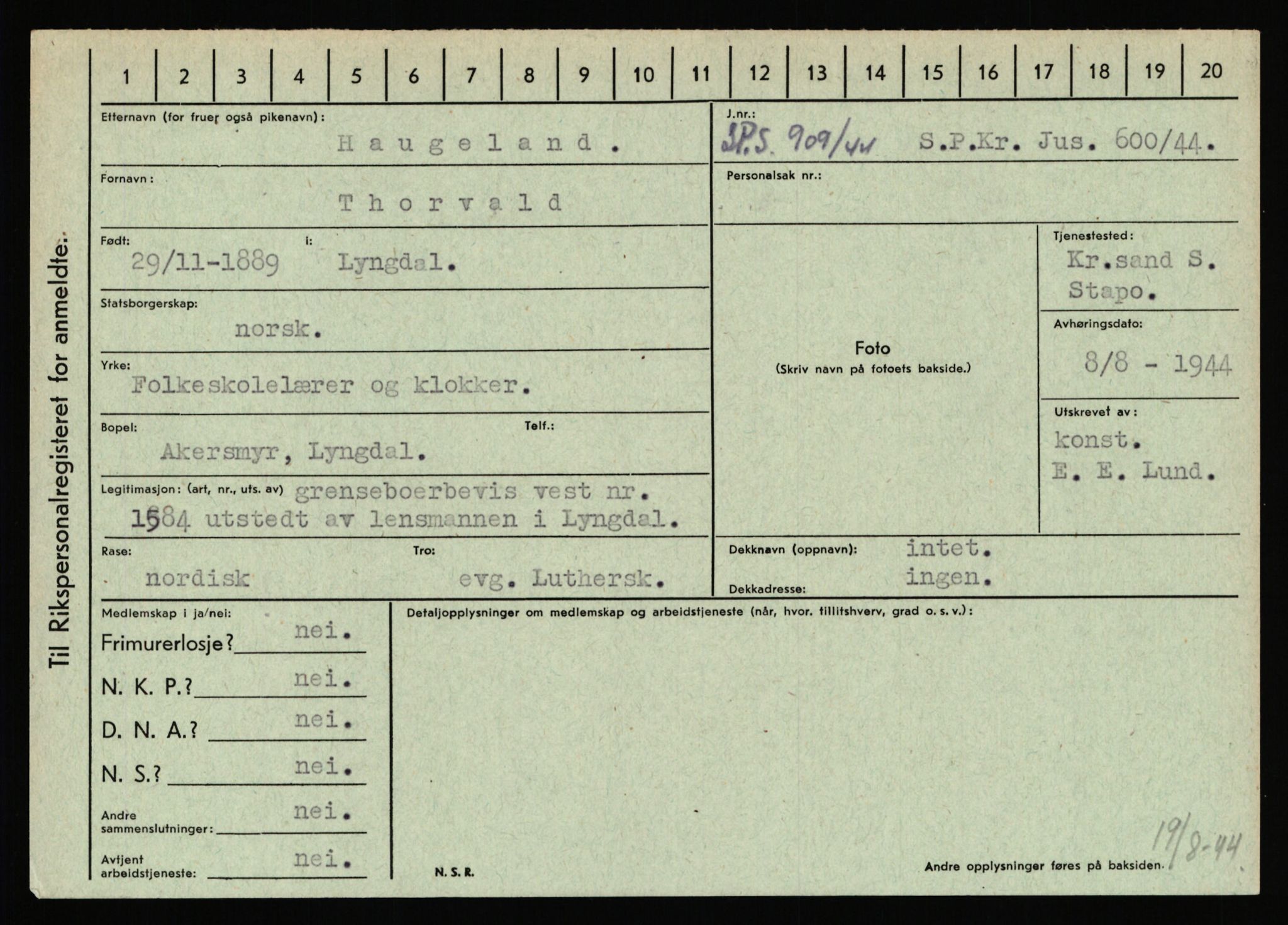 Statspolitiet - Hovedkontoret / Osloavdelingen, AV/RA-S-1329/C/Ca/L0006: Hanche - Hokstvedt, 1943-1945, p. 2321