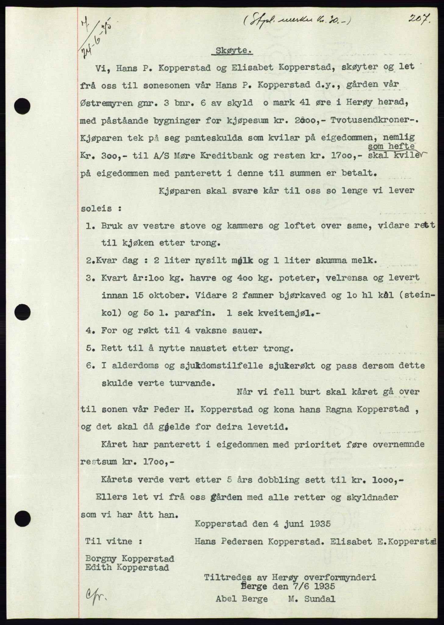 Søre Sunnmøre sorenskriveri, AV/SAT-A-4122/1/2/2C/L0059: Mortgage book no. 53, 1935-1935, Deed date: 24.06.1935