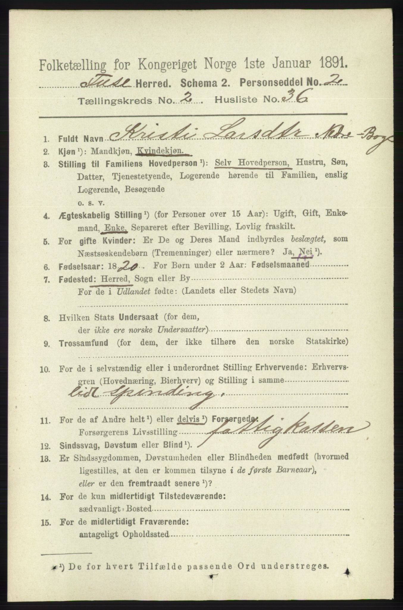 RA, 1891 census for 1241 Fusa, 1891, p. 480