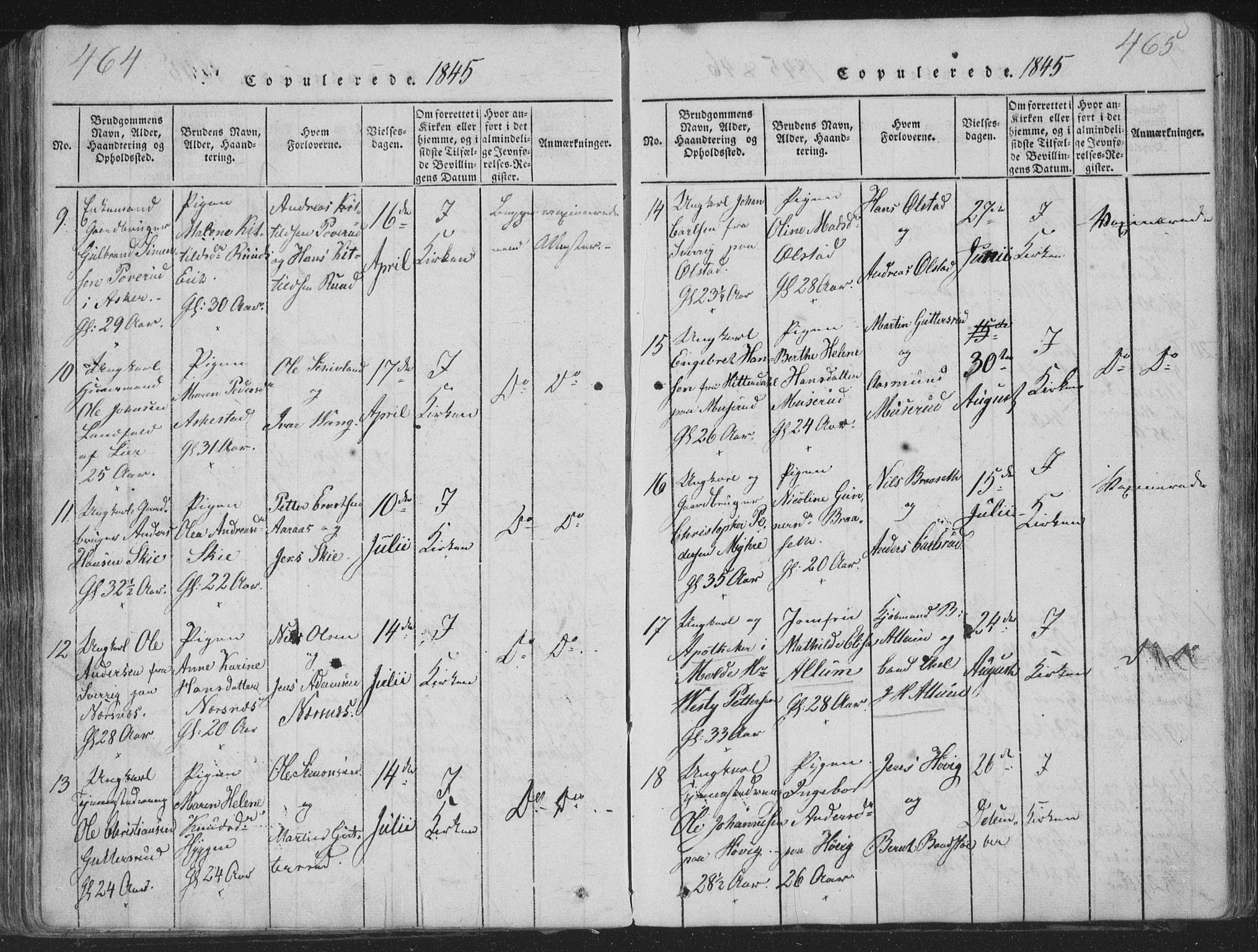 Røyken kirkebøker, AV/SAKO-A-241/G/Ga/L0003: Parish register (copy) no. 3, 1814-1856, p. 464-465