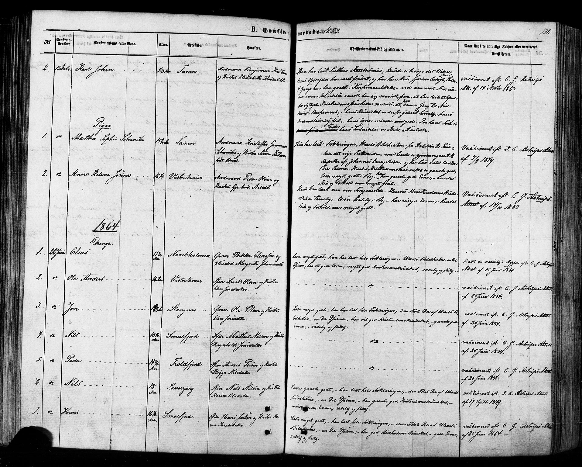 Tana sokneprestkontor, SATØ/S-1334/H/Ha/L0002kirke: Parish register (official) no. 2 /1, 1861-1877, p. 138