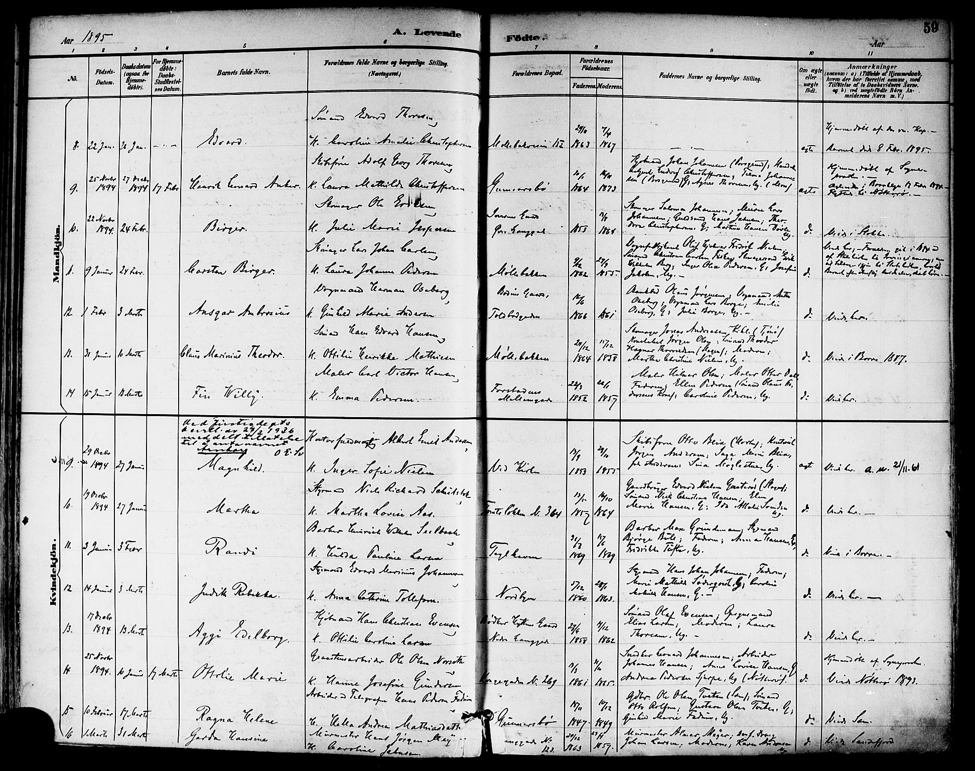 Tønsberg kirkebøker, SAKO/A-330/F/Fa/L0012: Parish register (official) no. I 12, 1891-1899, p. 59