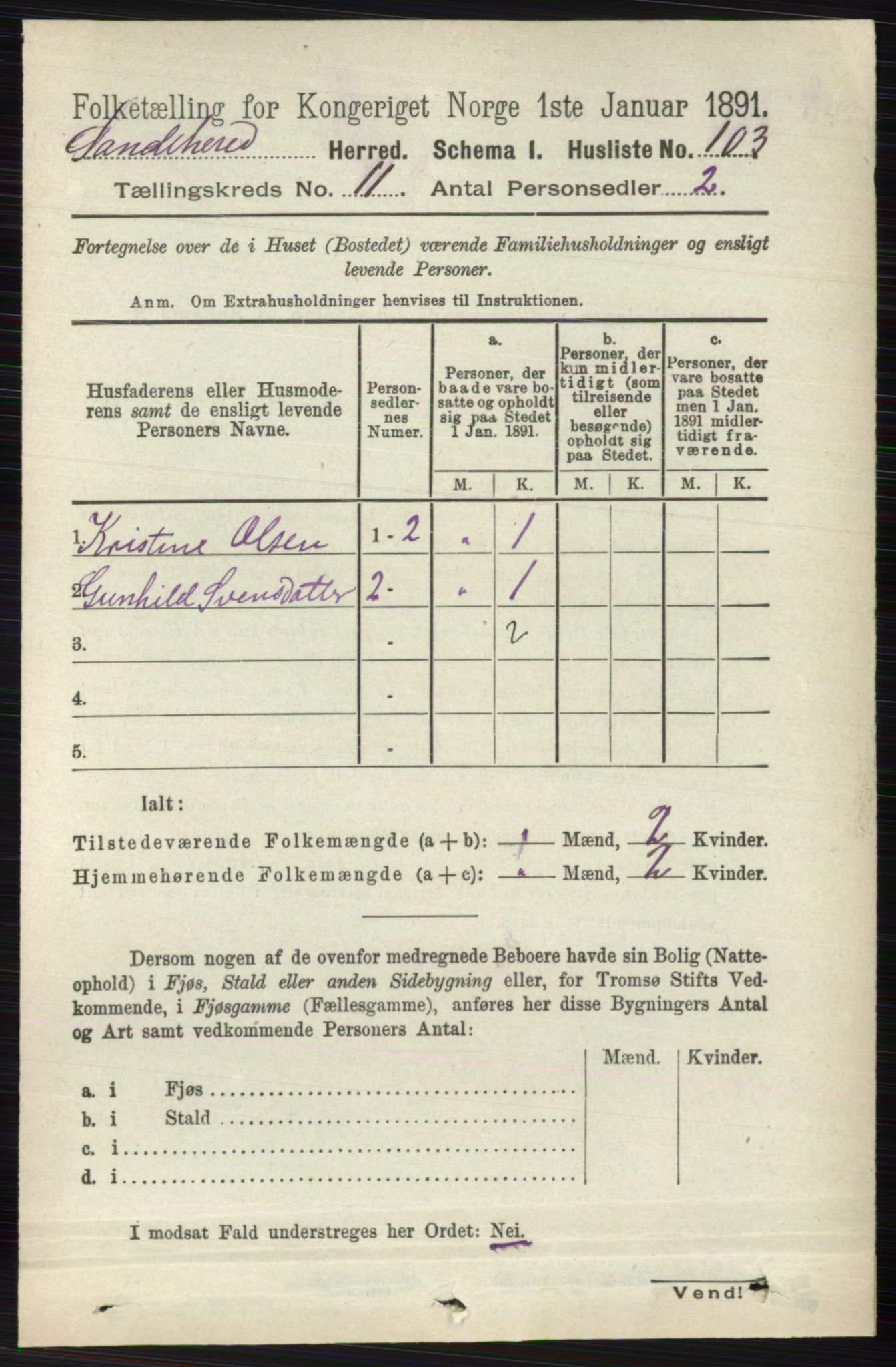 RA, 1891 census for 0724 Sandeherred, 1891, p. 6714