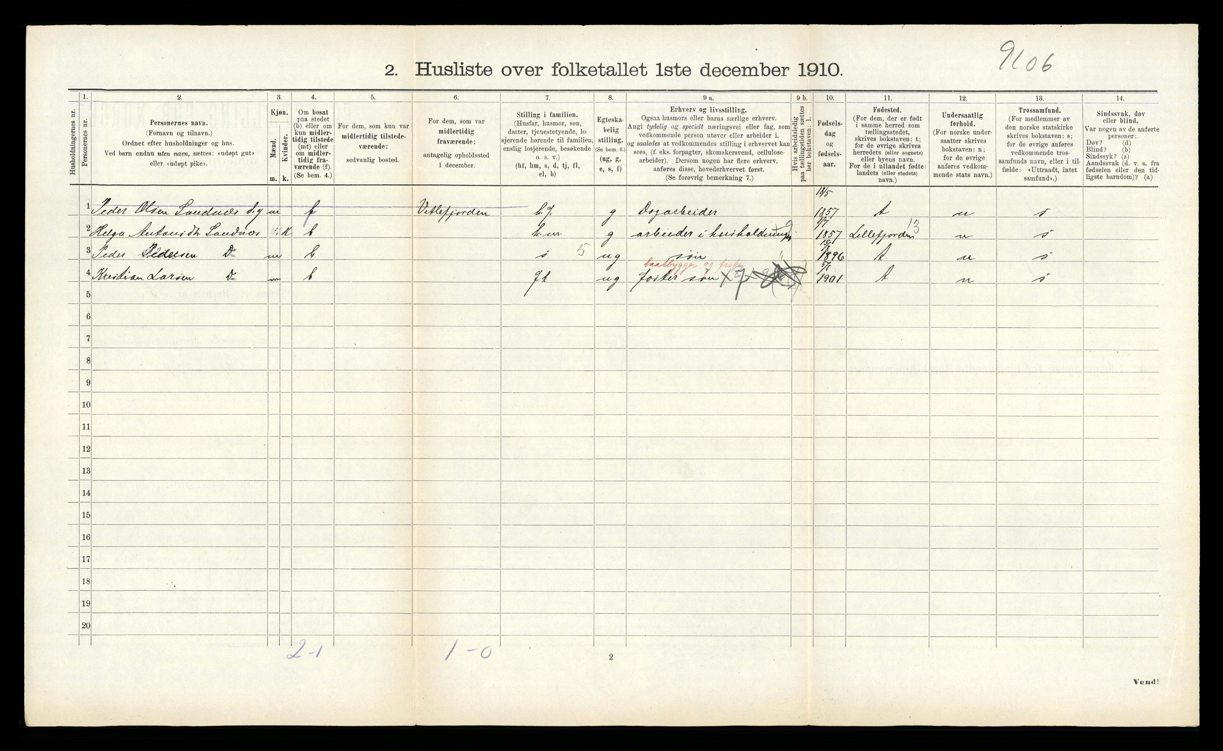 RA, 1910 census for Lærdal, 1910, p. 219