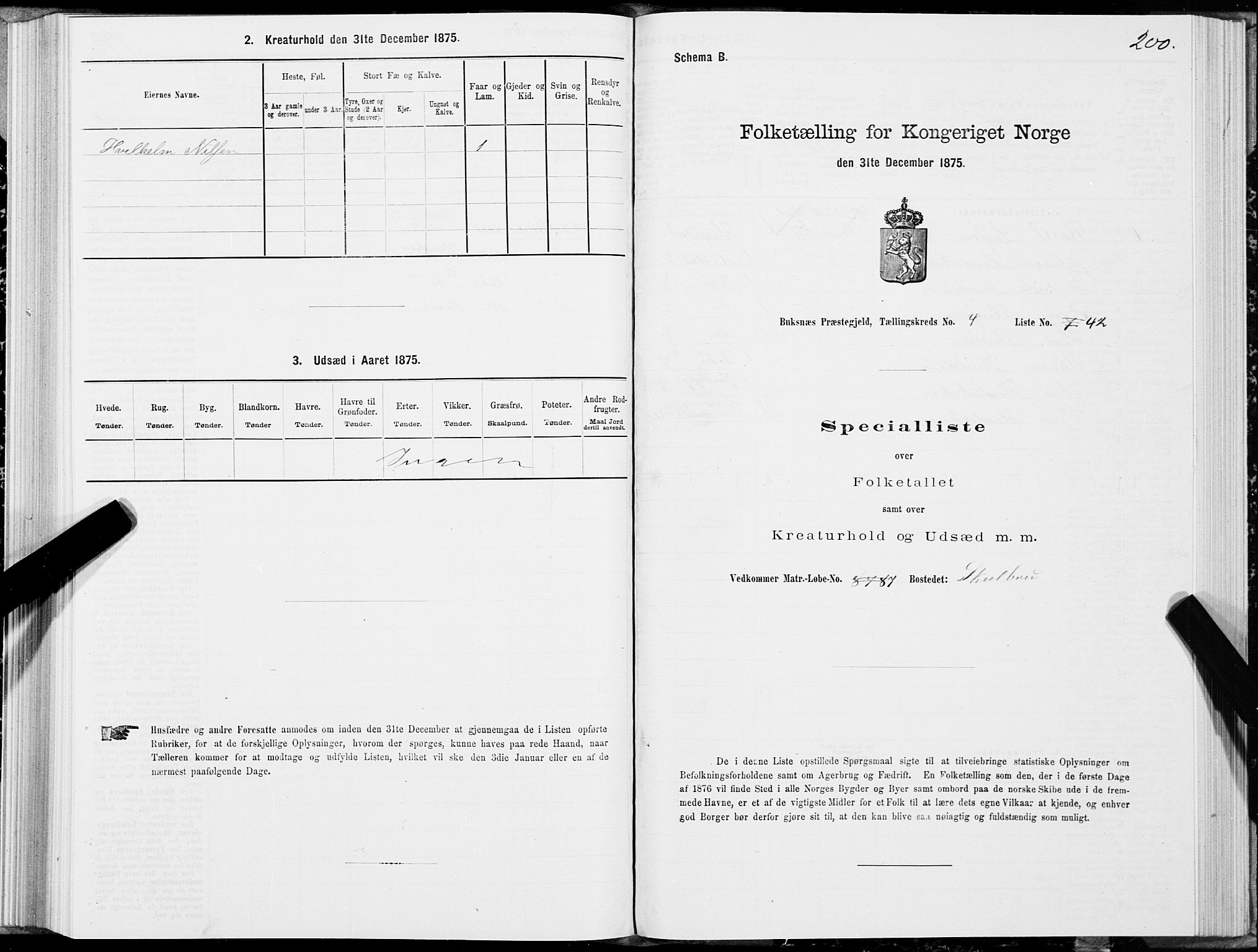 SAT, 1875 census for 1860P Buksnes, 1875, p. 2200