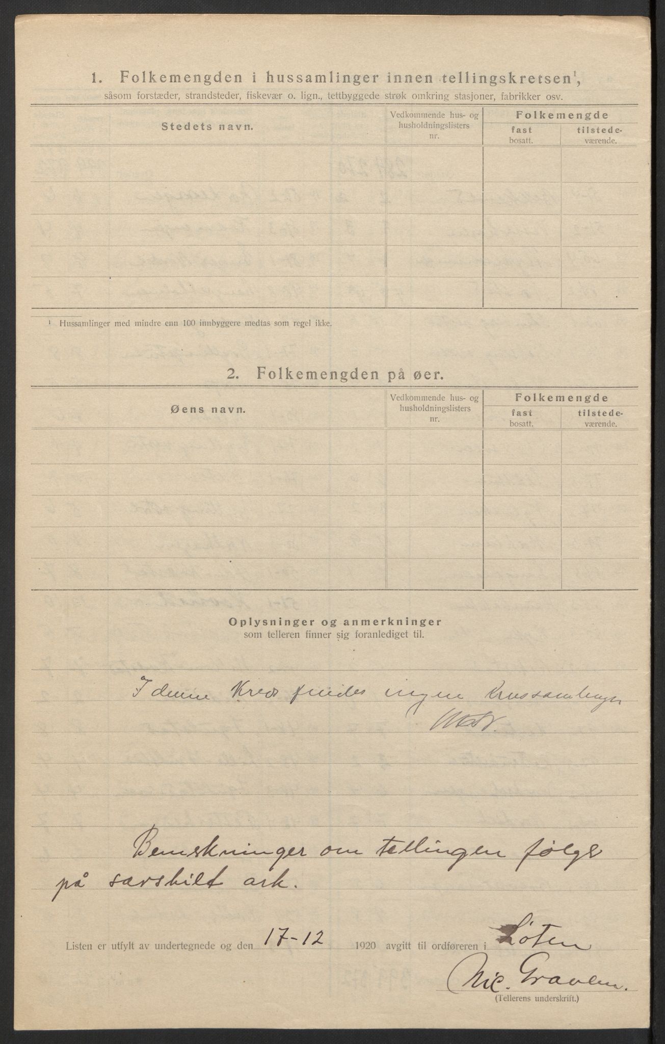 SAH, 1920 census for Løten, 1920, p. 30