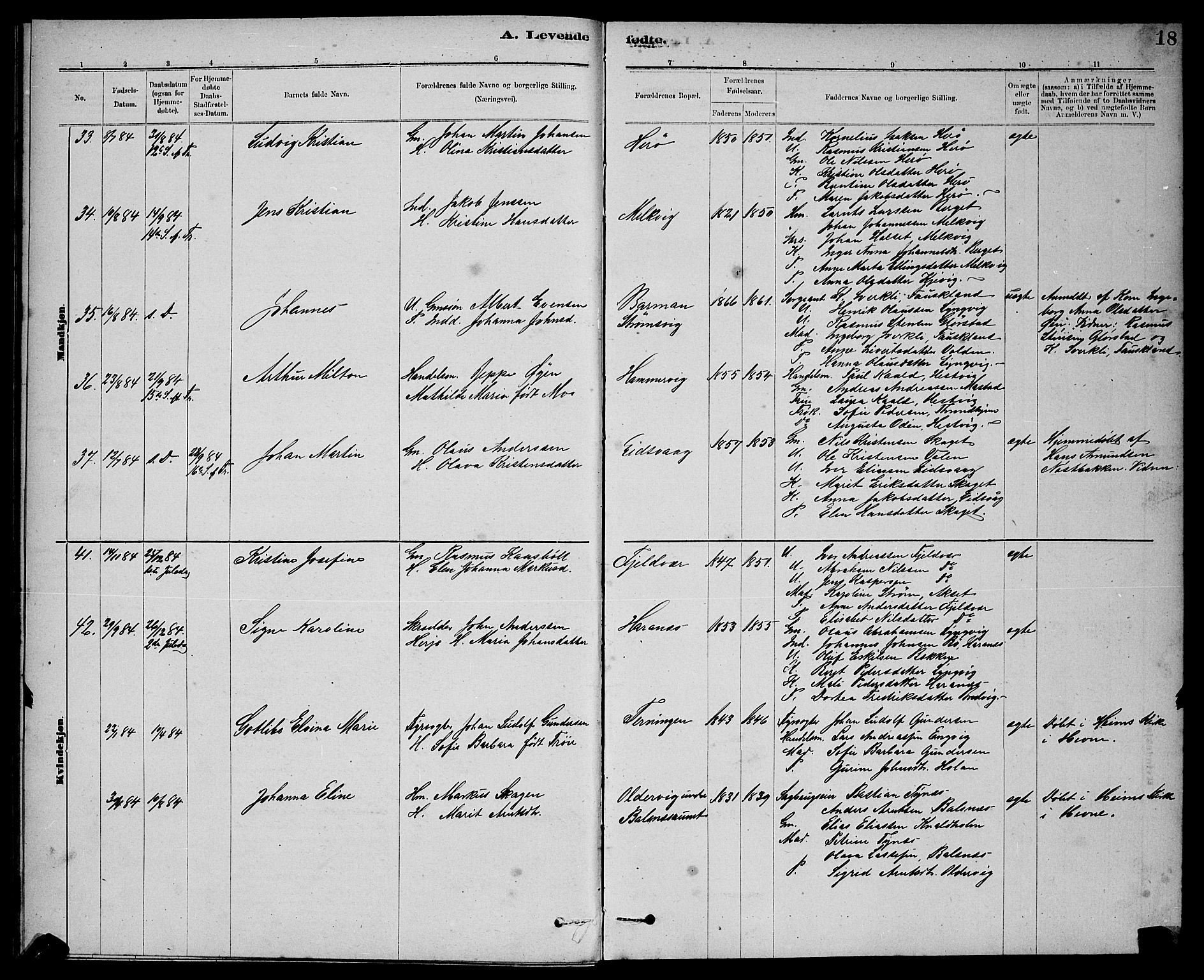 Ministerialprotokoller, klokkerbøker og fødselsregistre - Sør-Trøndelag, AV/SAT-A-1456/637/L0562: Parish register (copy) no. 637C03, 1883-1898, p. 18