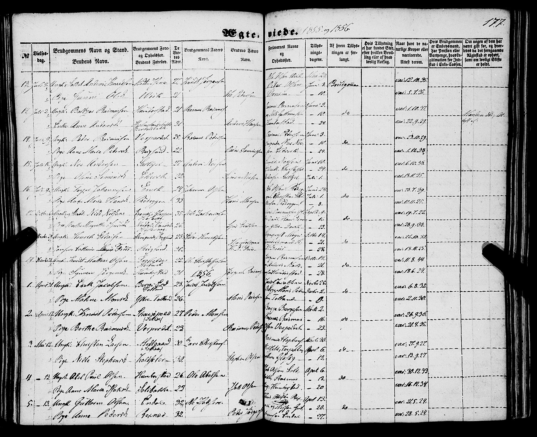 Davik sokneprestembete, AV/SAB-A-79701/H/Haa/Haaa/L0005: Parish register (official) no. A 5, 1850-1866, p. 177