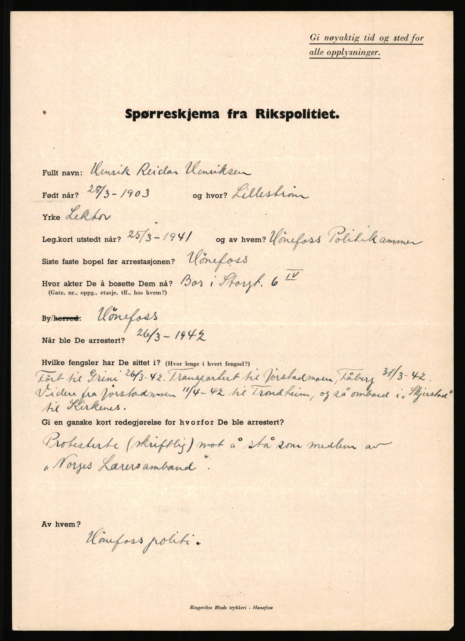 Rikspolitisjefen, AV/RA-S-1560/L/L0007: Heen, Erik C. - Iversen, Trygve, 1940-1945, p. 65