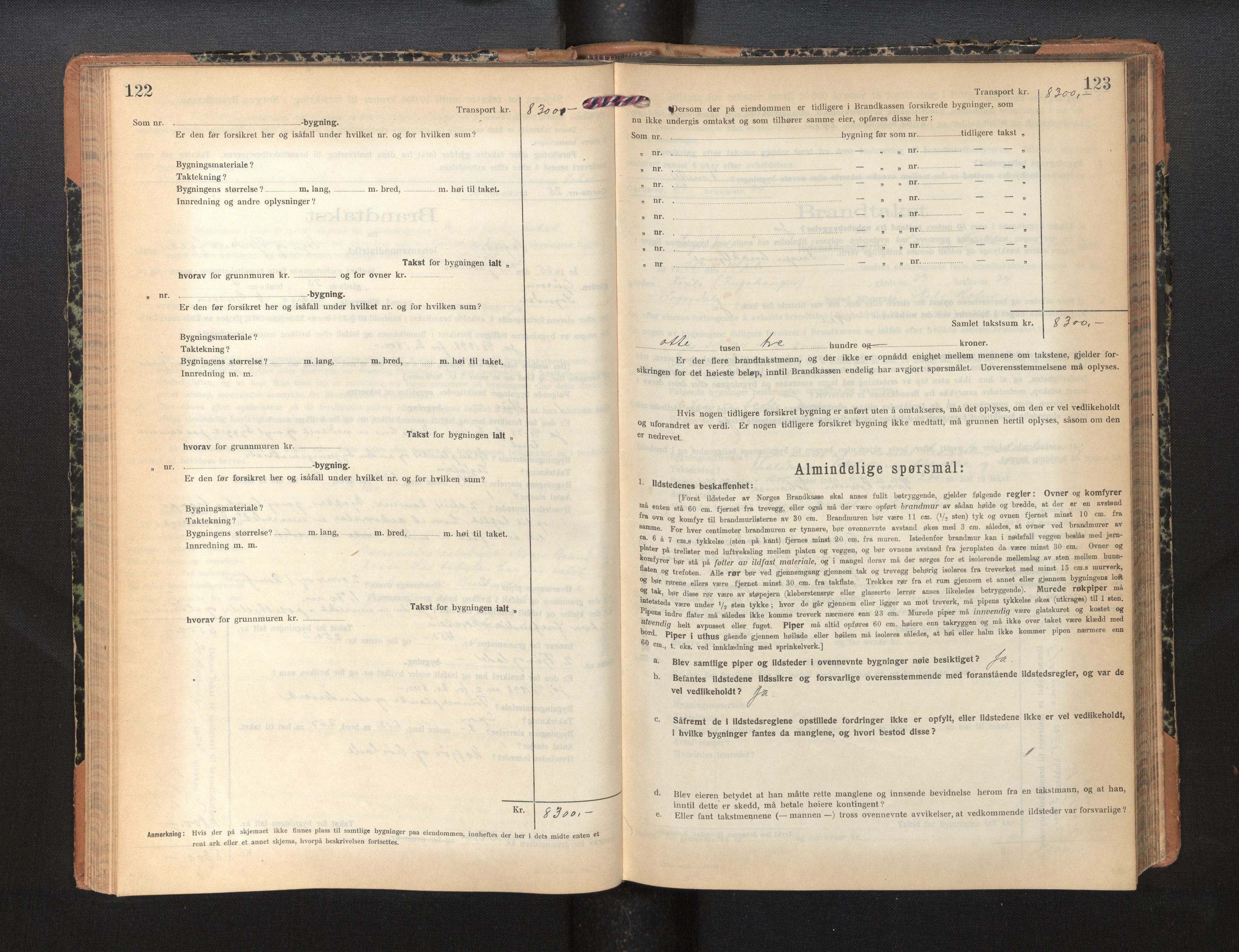 Lensmannen i Sogndal, AV/SAB-A-29901/0012/L0012: Branntakstprotokoll, skjematakst, 1922-1931, p. 122-123