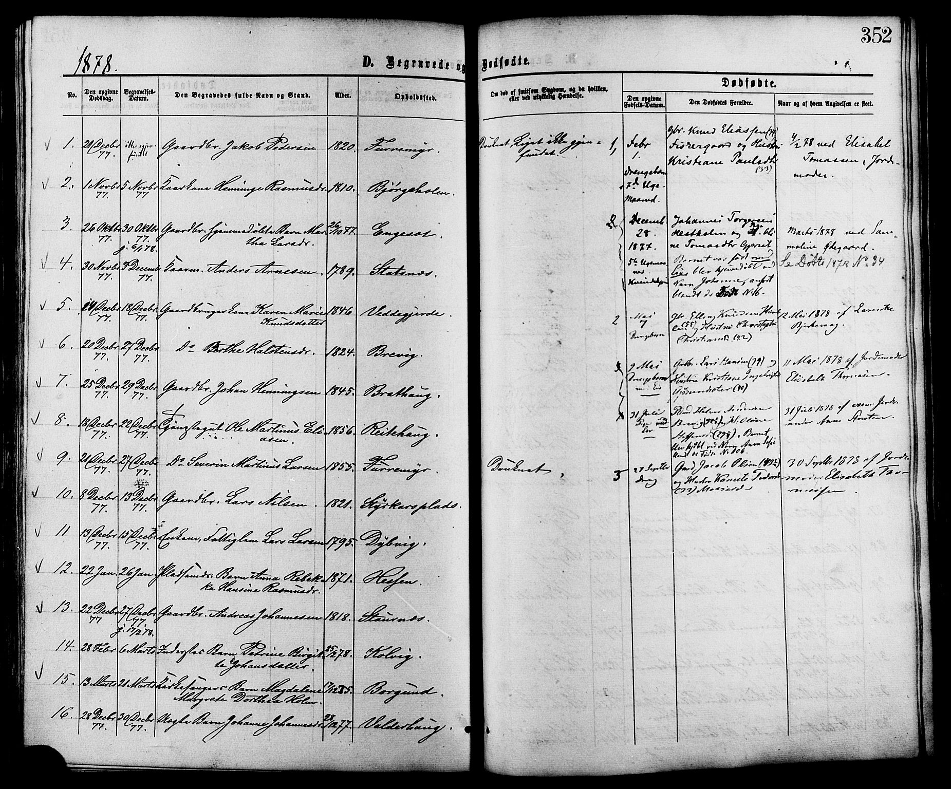 Ministerialprotokoller, klokkerbøker og fødselsregistre - Møre og Romsdal, AV/SAT-A-1454/528/L0399: Parish register (official) no. 528A10, 1864-1879, p. 352