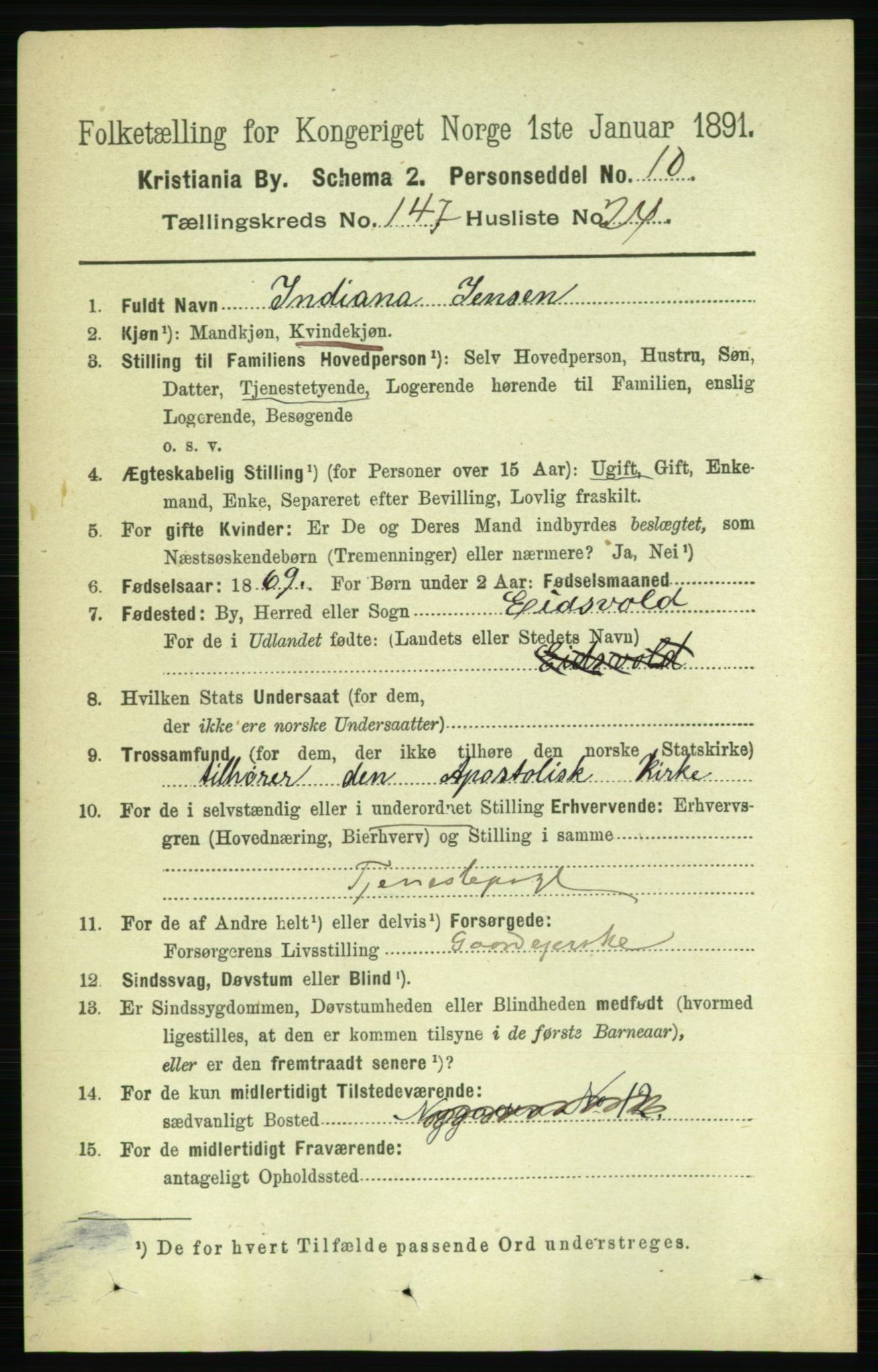 RA, 1891 census for 0301 Kristiania, 1891, p. 82240