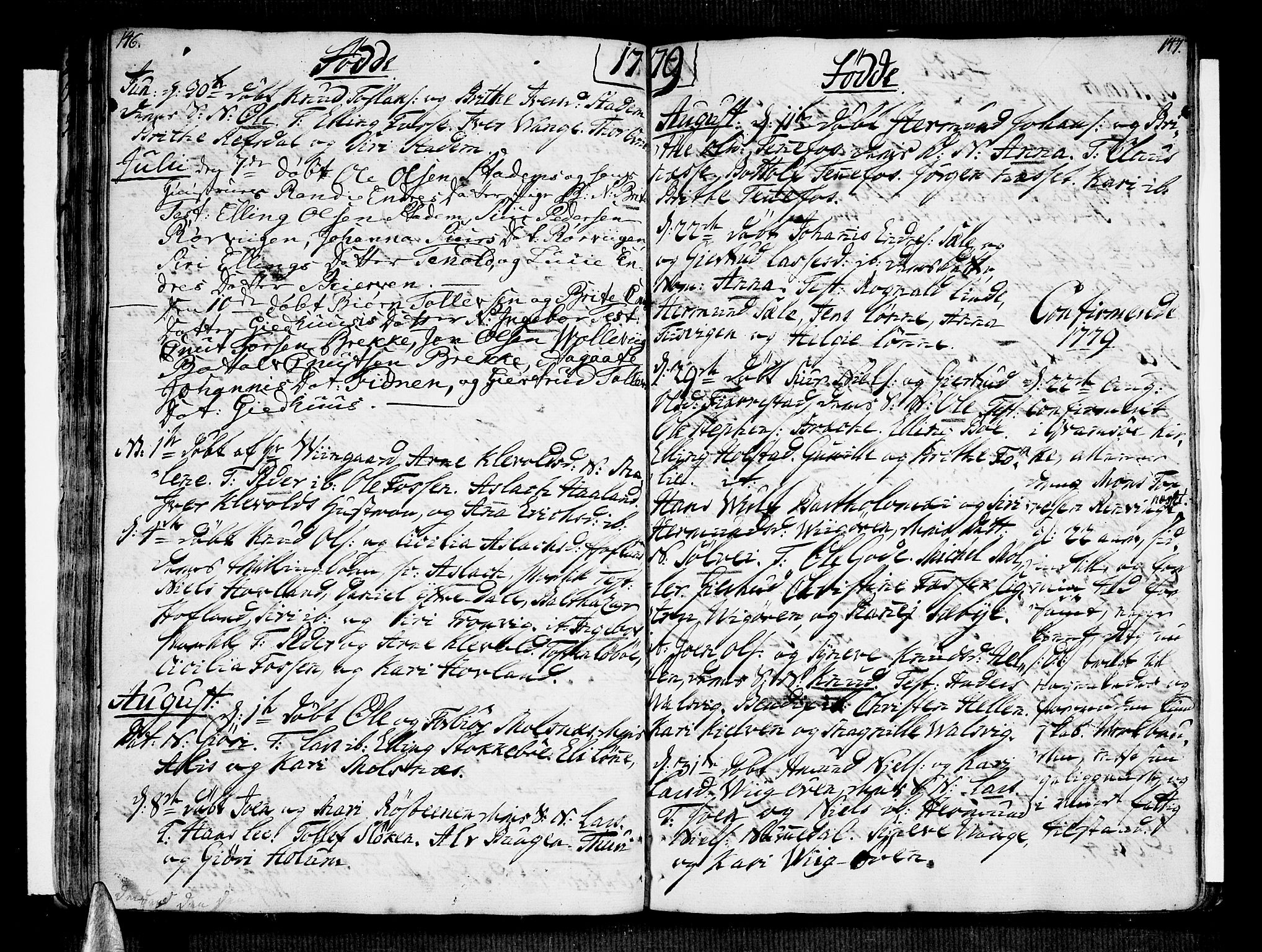 Vik sokneprestembete, SAB/A-81501: Parish register (official) no. A 4, 1772-1783, p. 146-147