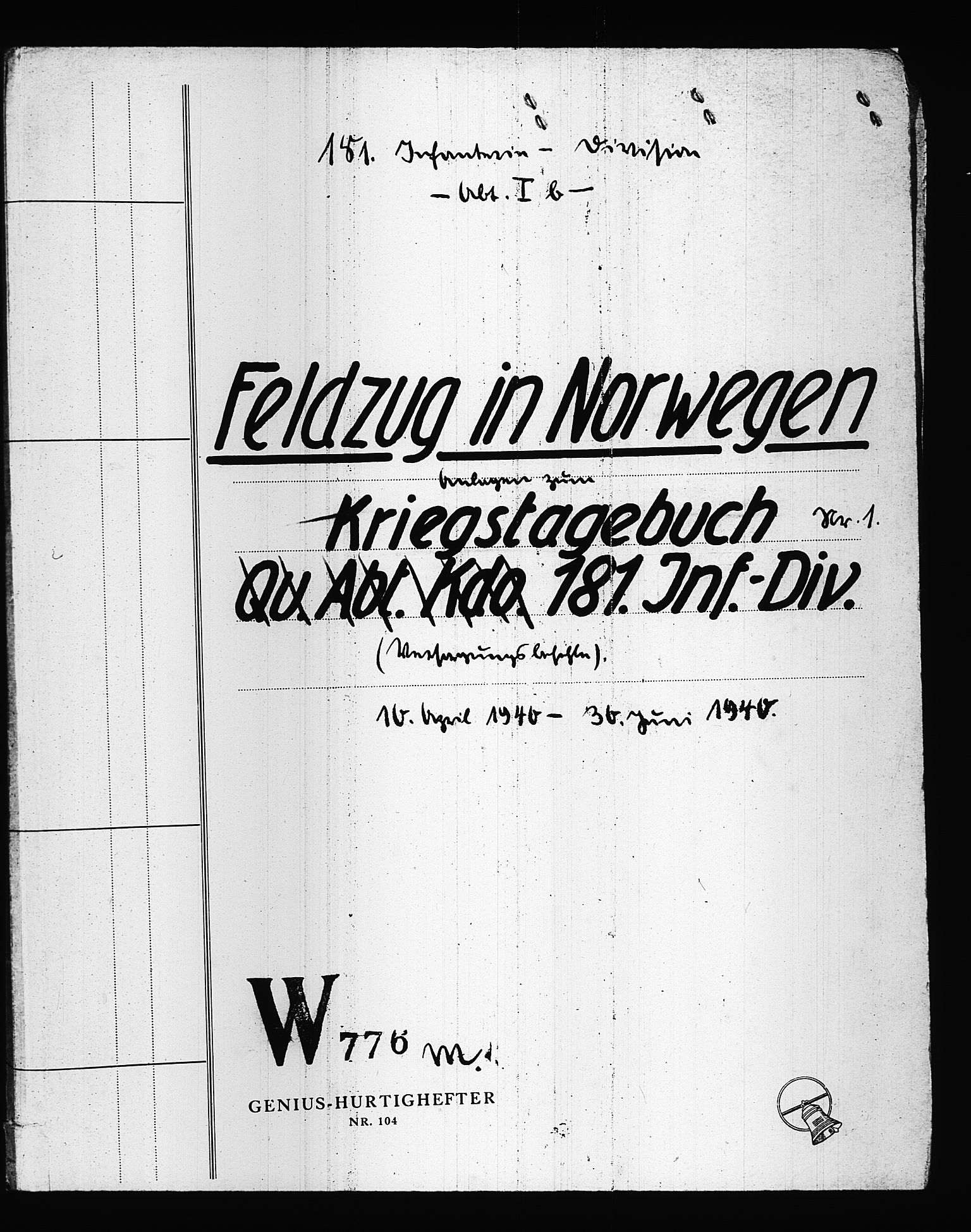 Documents Section, AV/RA-RAFA-2200/V/L0087: Amerikansk mikrofilm "Captured German Documents".
Box No. 726.  FKA jnr. 601/1954., 1940, p. 297