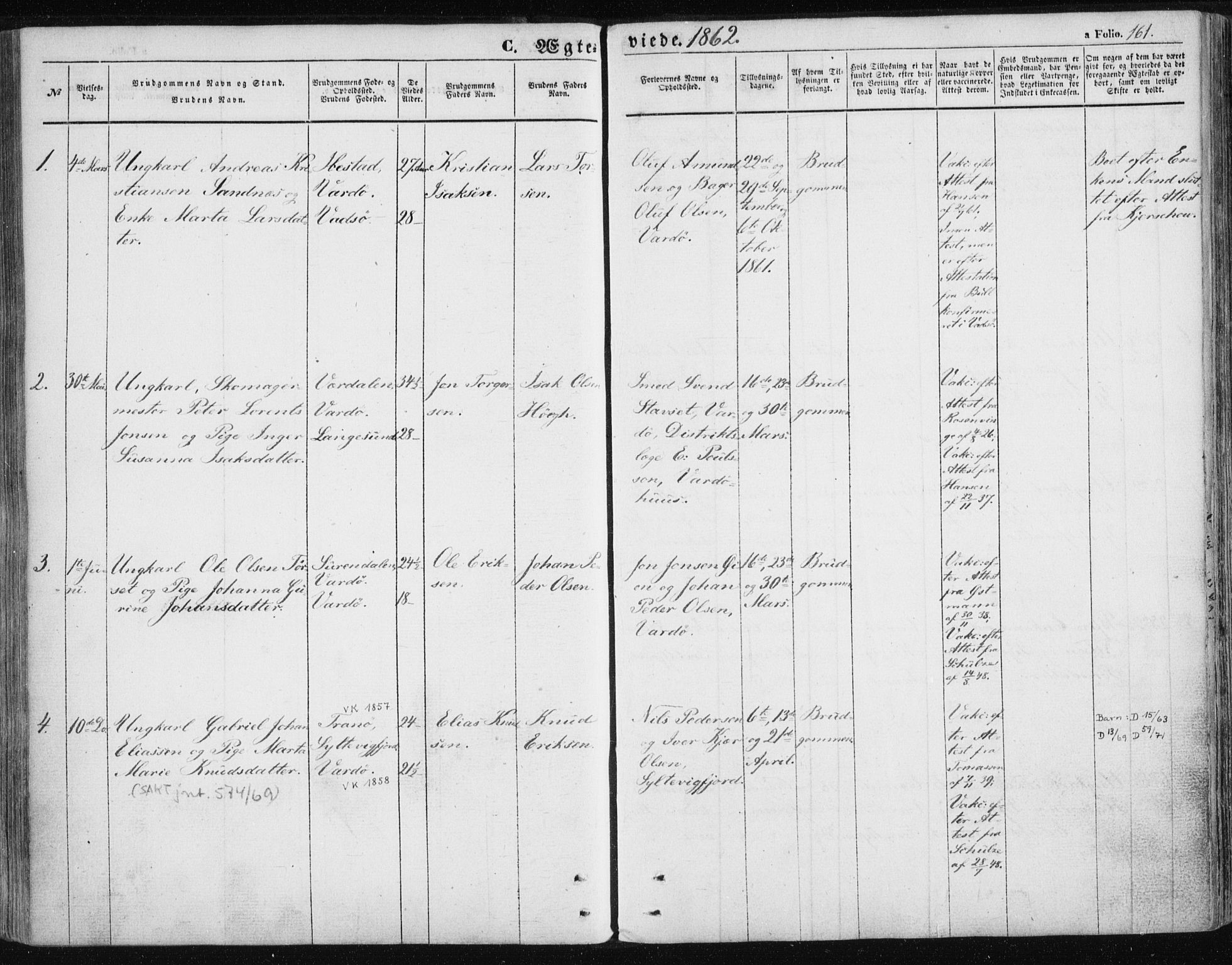 Vardø sokneprestkontor, SATØ/S-1332/H/Ha/L0004kirke: Parish register (official) no. 4, 1862-1871, p. 161